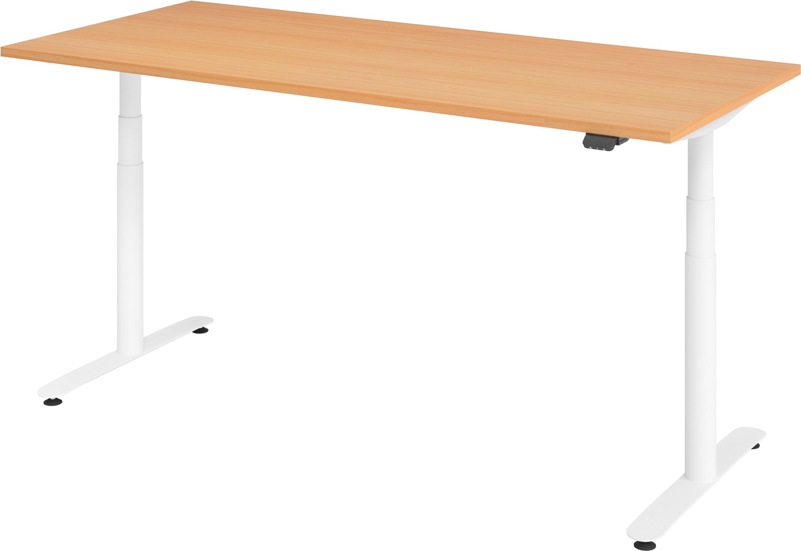 bümö Schreibtisch Schreibtisch elektrisch Bluetooth & App XDLR, Rechteck: 180 x 80 cm - Dekor: Buche - Gestell: Weiß