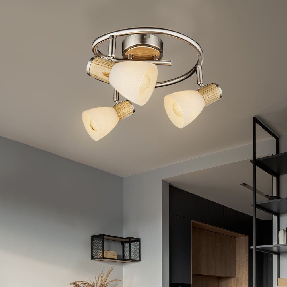 etc-shop Deckenspot, Leuchtmittel Leuchte Spot nicht Strahler Holz Decken Wohn Zimmer Glas Beleuchtung inklusive
