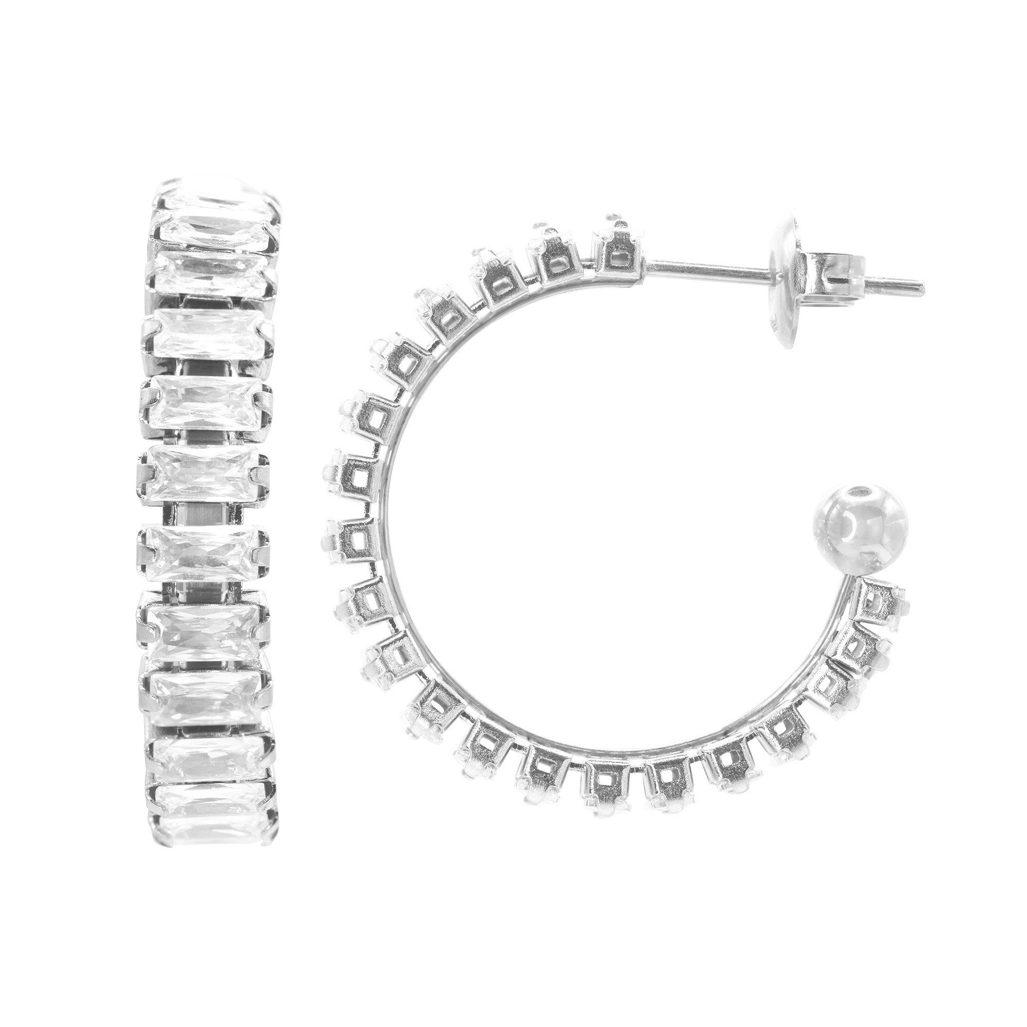 Heideman Paar Ohrstecker Maro silberfarben (Ohrringe, inkl. Geschenkverpackung), Creolen Frauen mit Steinen