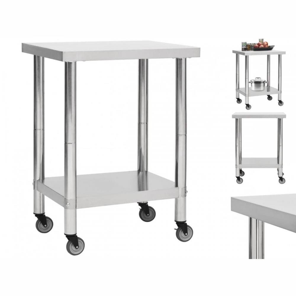vidaXL Unterschrank Küchen-Arbeitstisch mit Rollen 80x45x85 cm Edelstahl