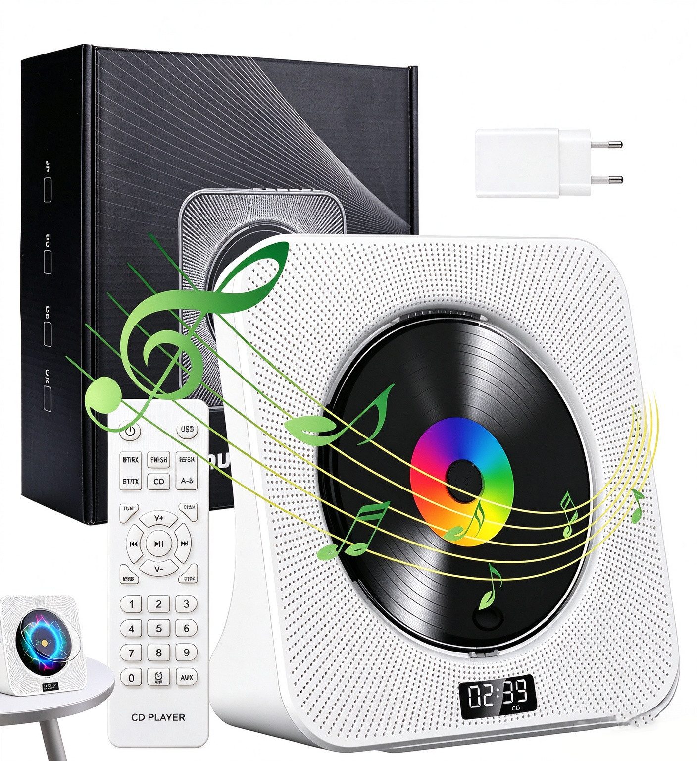 AKKEE Tragbar mit Bluetooth 5.0, CD-Musik, HiFi-Sound-Lautsprecher CD-Player CD-Player (Bluetooth)