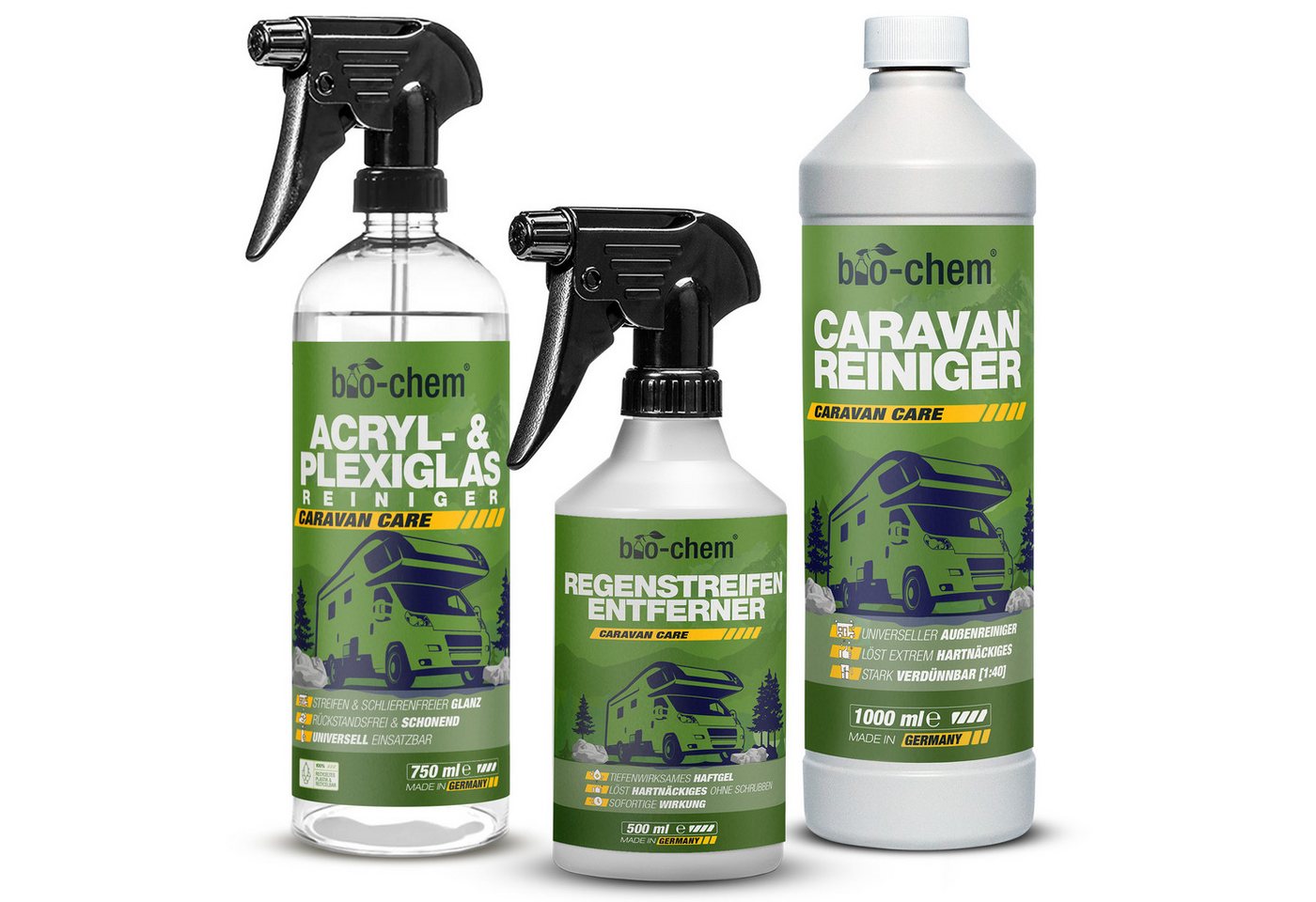 bio-chem bio-chem Caravan Außen-Pflege Set – 3-teilig für strahlende Sauberkeit Auto-Reinigungsmittel (Bundle, [- Caravan Außenpflege BASIC-SET 3-teilig 3-teiliges Set für umfassende Caravan-Pflege)