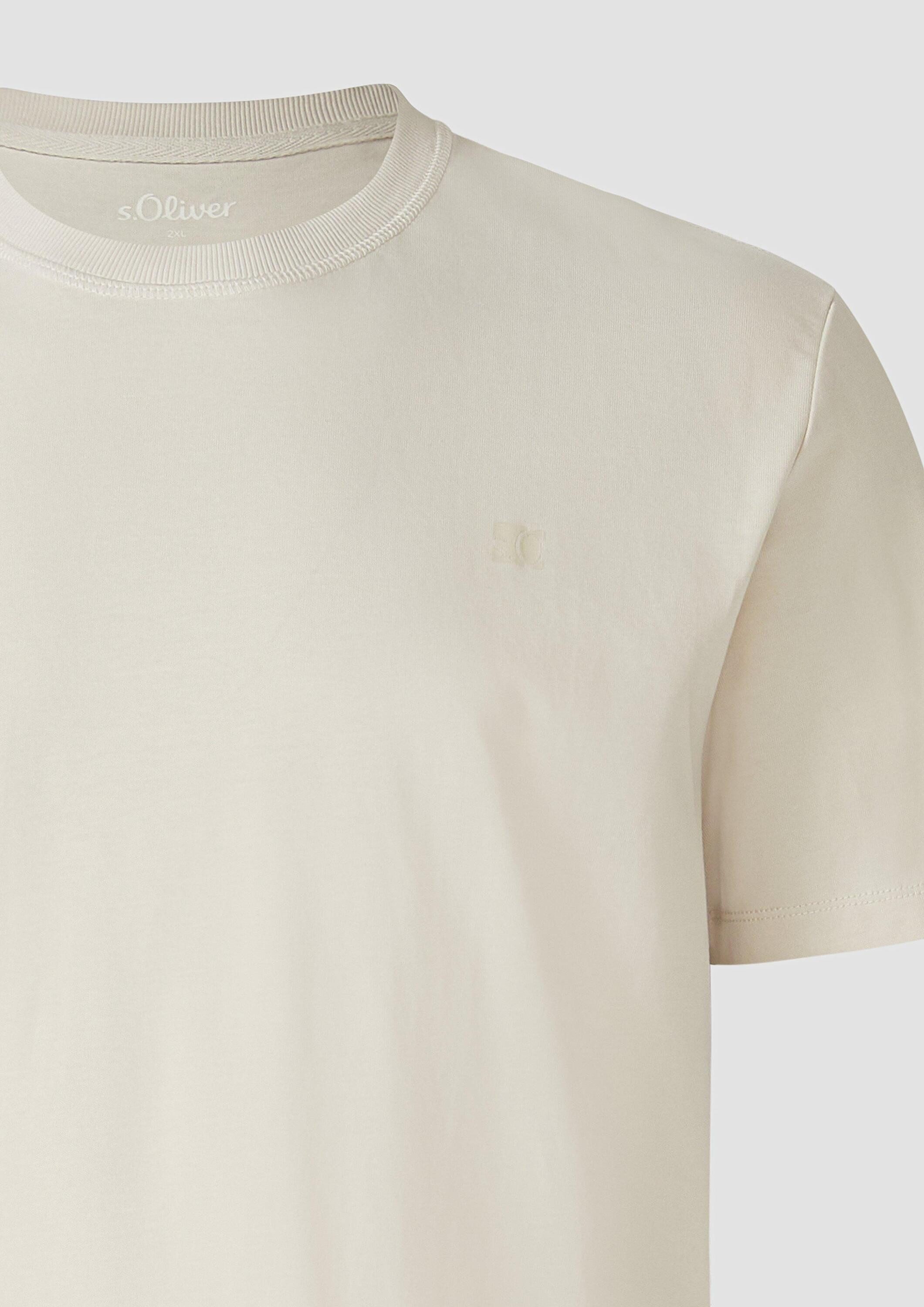 s.Oliver Kurzarmshirt T-Shirt Heavy Jersey T-Shirt mit Crew Neck und Logo-Print