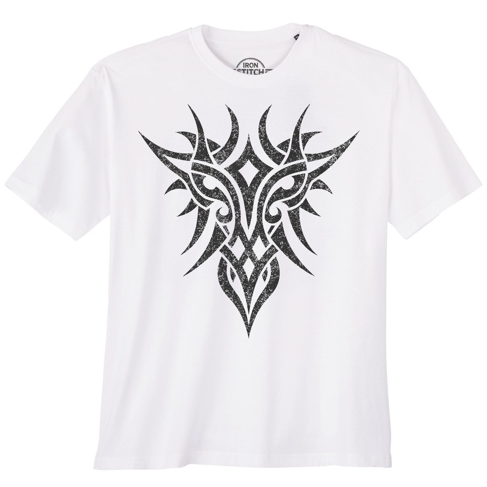 Iron Stitch Print-Shirt Iron Stitch Übergrößen T-Shirt weiß Tribal-Print