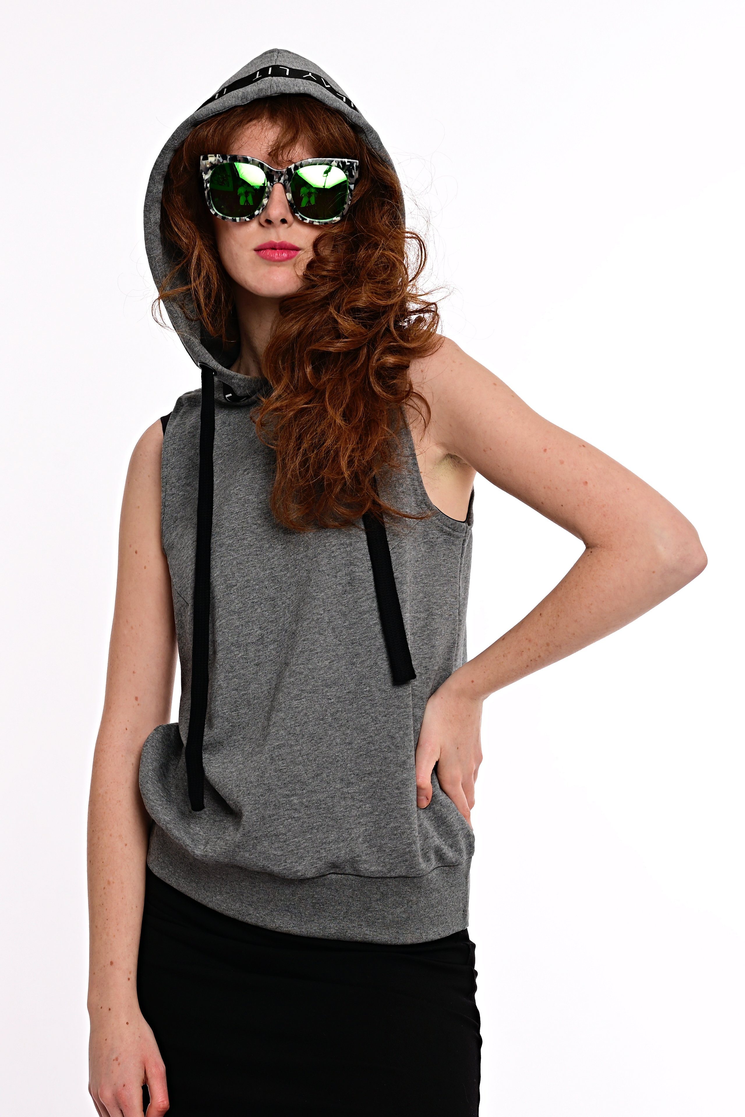 ILAY Lit Kapuzenshirt Holy Sleeveless Hoodie Melange