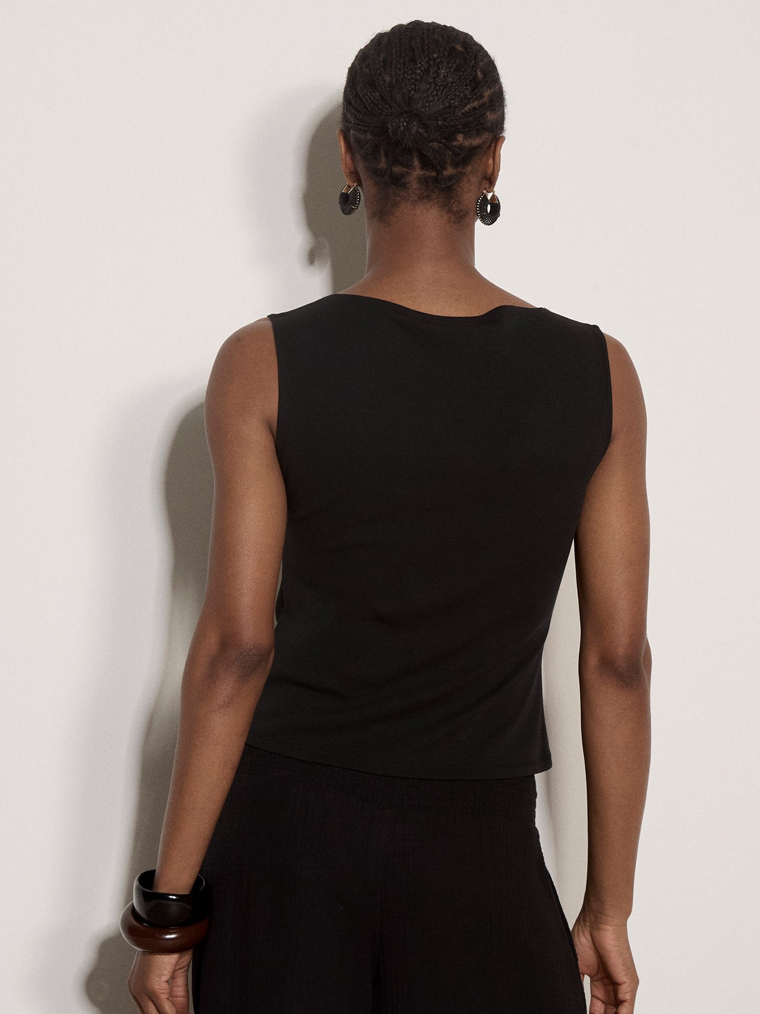 Apricot Tanktop Crop-Top mit feinem Rippstrick