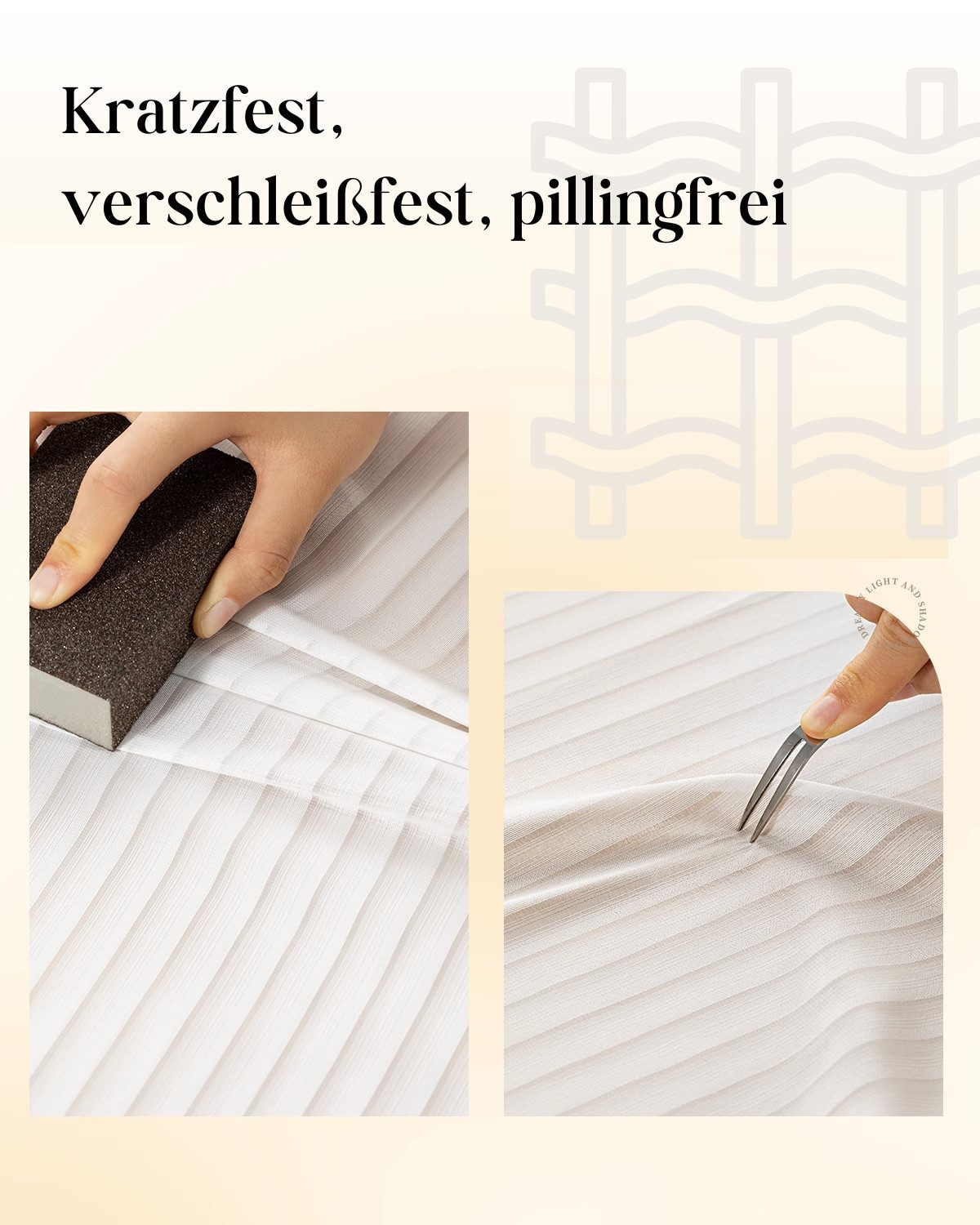 Simloveve Gardine Gestreiftes Muster Vorhänge Weiß Ösenvorhang 2er-Set (2 St), Ösen, halbtransparent, Polyester, Modern Voile Curtains für Wohnzimmer,140x145 cm – Bild 5 von 5