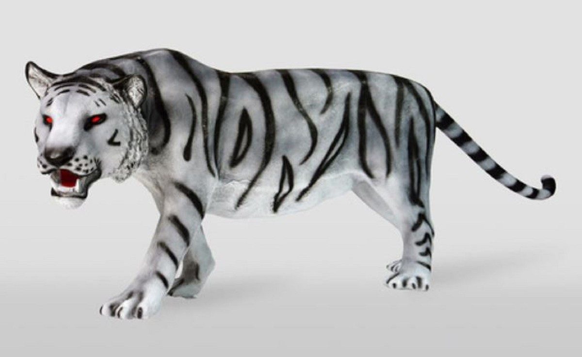 Casa Padrino Skulptur Casa Padrino XXL Deko Skulptur Tiger Weiß / Grau / Schwarz 250 cm