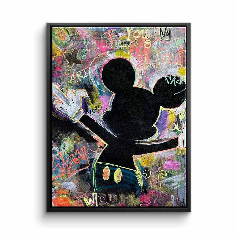 DOTCOMCANVAS® Leinwandbild, Leinwandbild Pop Art Comic Micky Maus sweet expression mit premium Rah schwarzer Rahmen | Leinwandbilder