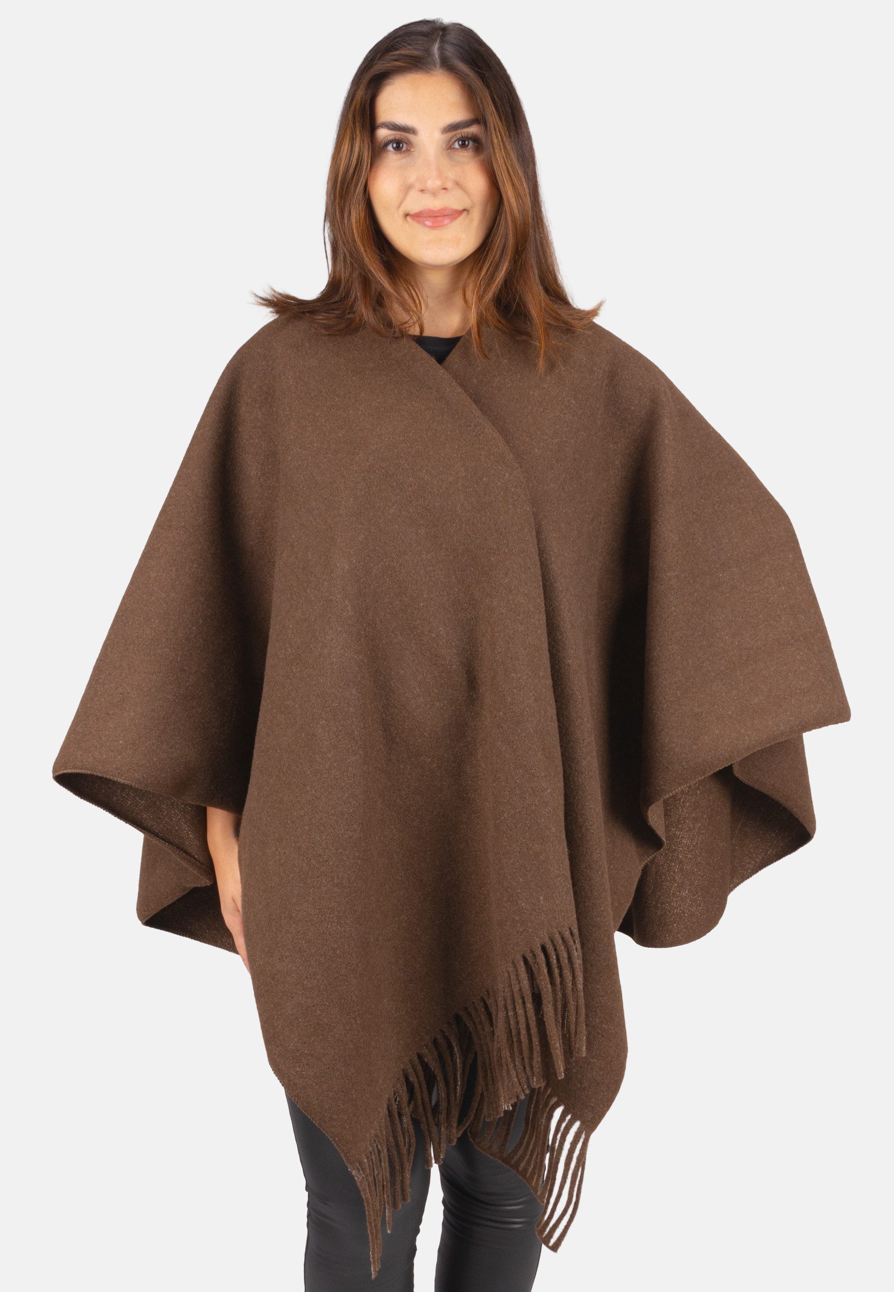 Seasons of April Cape ANDREA CAPE Hochwertiges Cape mit Bindeschlaufe und Fransen für Damen