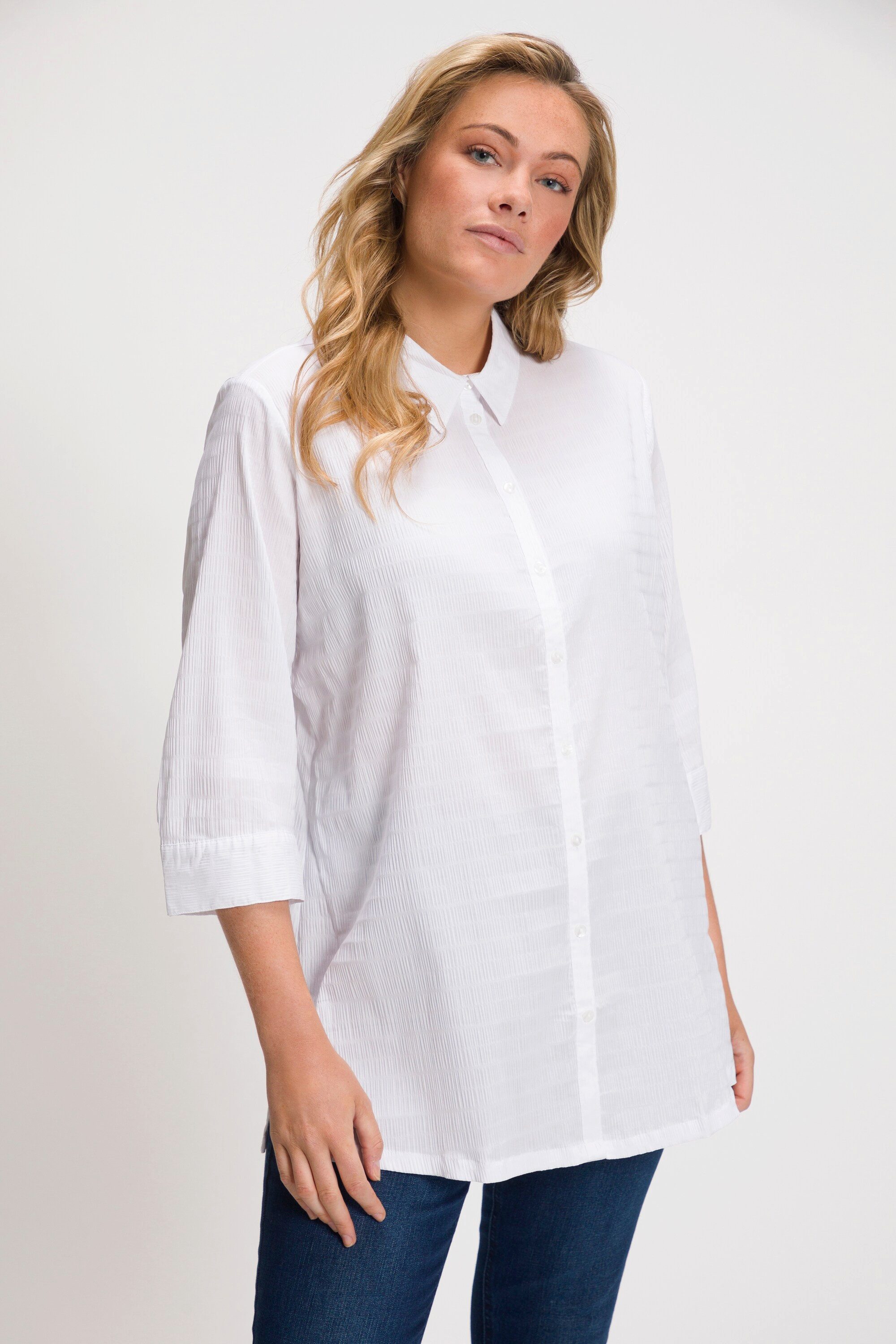 Ulla Popken Hemdbluse Bluse Bubble-Qualität Hemdkragen günstig online kaufen