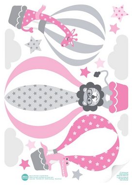 lovely label Wandsticker Heißluftballons rosa/grau - Wandtattoo Kinderzimmer Mädchen