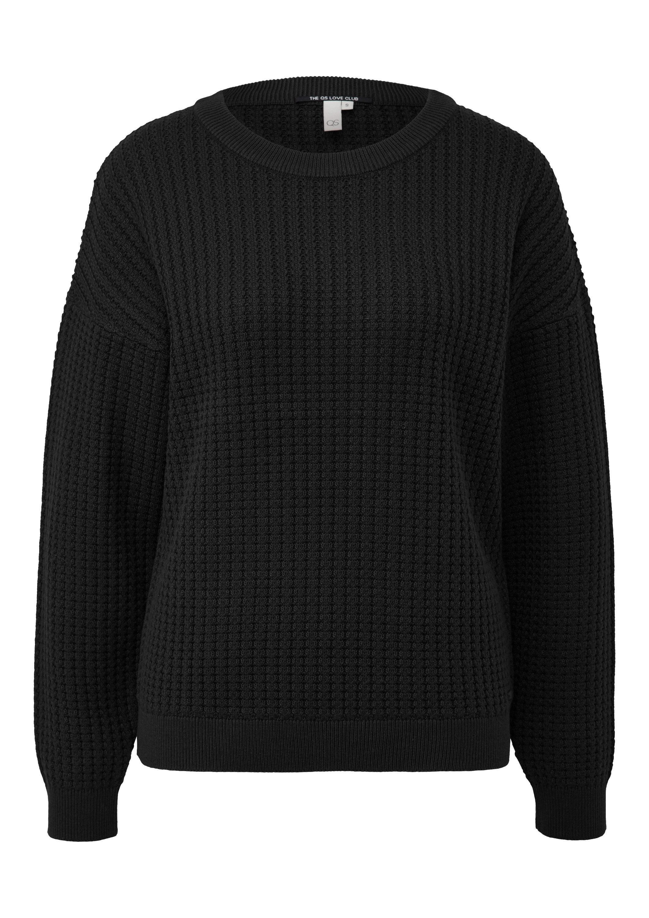QS Longpullover Strickpullover Strukturierter Pullover günstig online kaufen