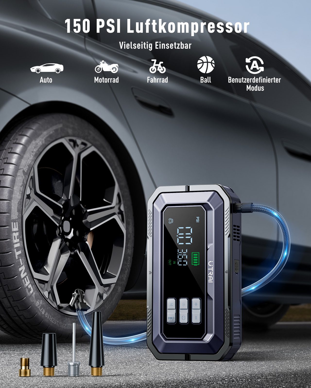 UTRAI 26800mAh 7000A Starthilfe Powerbank, 18W Schnellladung Starthilfegerät 26800 mAh, 2000 Lumen LED, Jump Starter Powerbank mit DC 160W-Ausgang – Bild 3 von 5