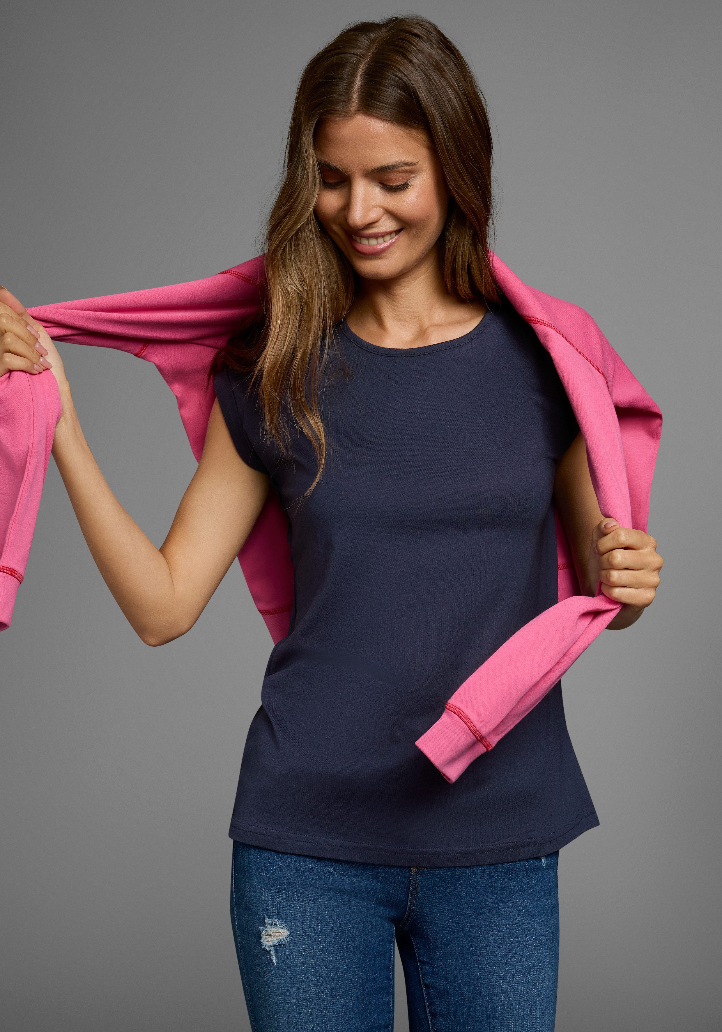 Flashlights T-Shirt (Packung, 2-tlg., 2er-Pack) Kurzarm, figurbetont, unifa günstig online kaufen