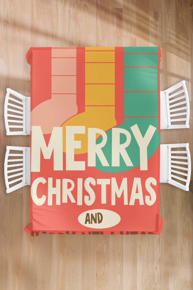 MuchoWow Tischdecke Weihnachtssocken - Illustration - Weihnachten - Zitate - Sprichwörter, Gartentischdecke und indoor, Wetterfest, Abwaschbar, 150x220 cm