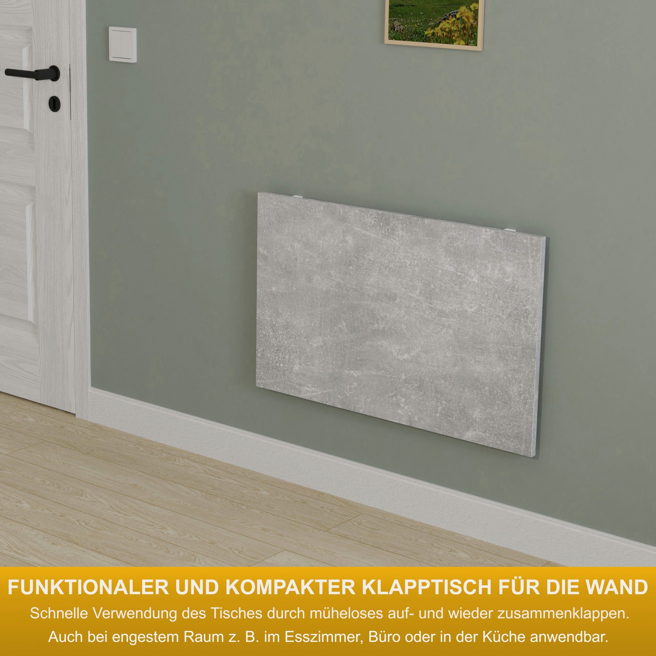 Küchentisch Schreibtisch Wand KDR Beton Esstisch Tisch, 80x50 Produktgestaltung Klapptisch Wandklapptisch