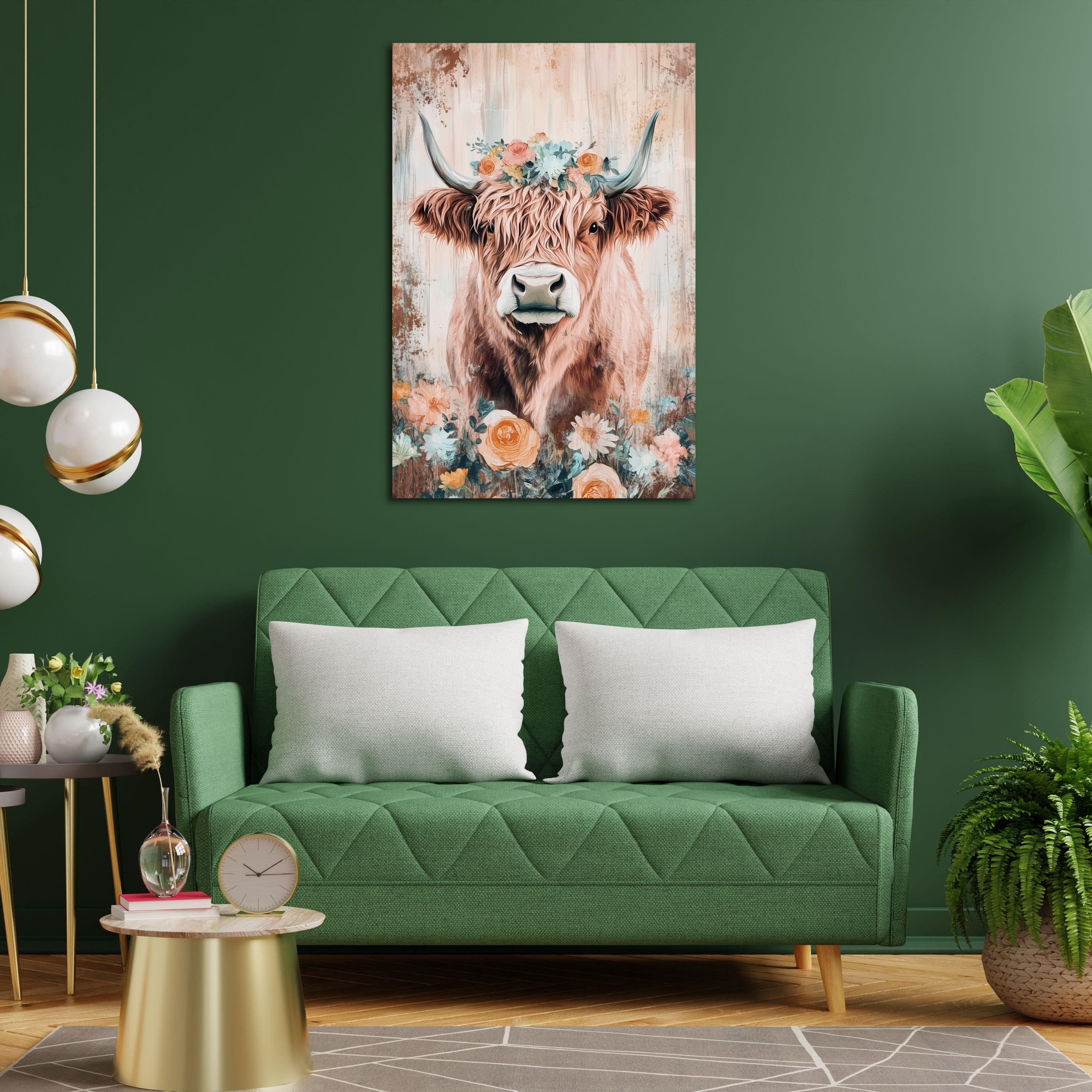 DARO Design Leinwandbild Modern Abstrakt Wandbilder XXL Wandbild Wand Deko Leinwand Bilder, (blumiges Rind - Bild groß Wohnzimmer Schlafzimmer Küche Esszimmer Einteilig Querformat Fotodruck Leinwände Wanddeko Abstrakte Kunst Boho), 30x20cm