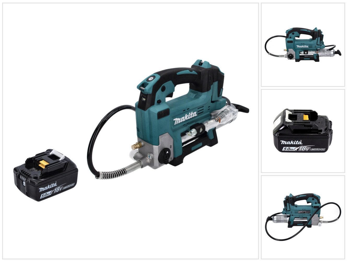 Makita Werkstattpresse DGP 180 T1 Akku Fettpresse 18 V 690 bar + 1x Akku 5,0 Ah - ohne Ladeg