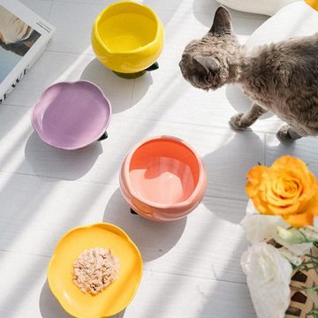 Lubgitsr Pillendose Napf Für Hunde Und Katzen, Kreativ, Blumenförmig, Rosa, Aus Keramik (1 St)