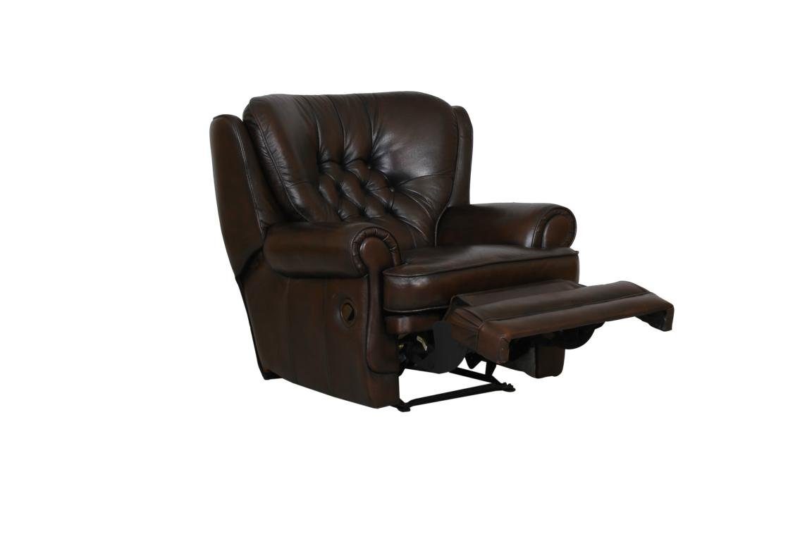 Salottini Chesterfield-Sessel Ledersessel, Chesterfield Ohrensessel Sting Vollleder Recliner