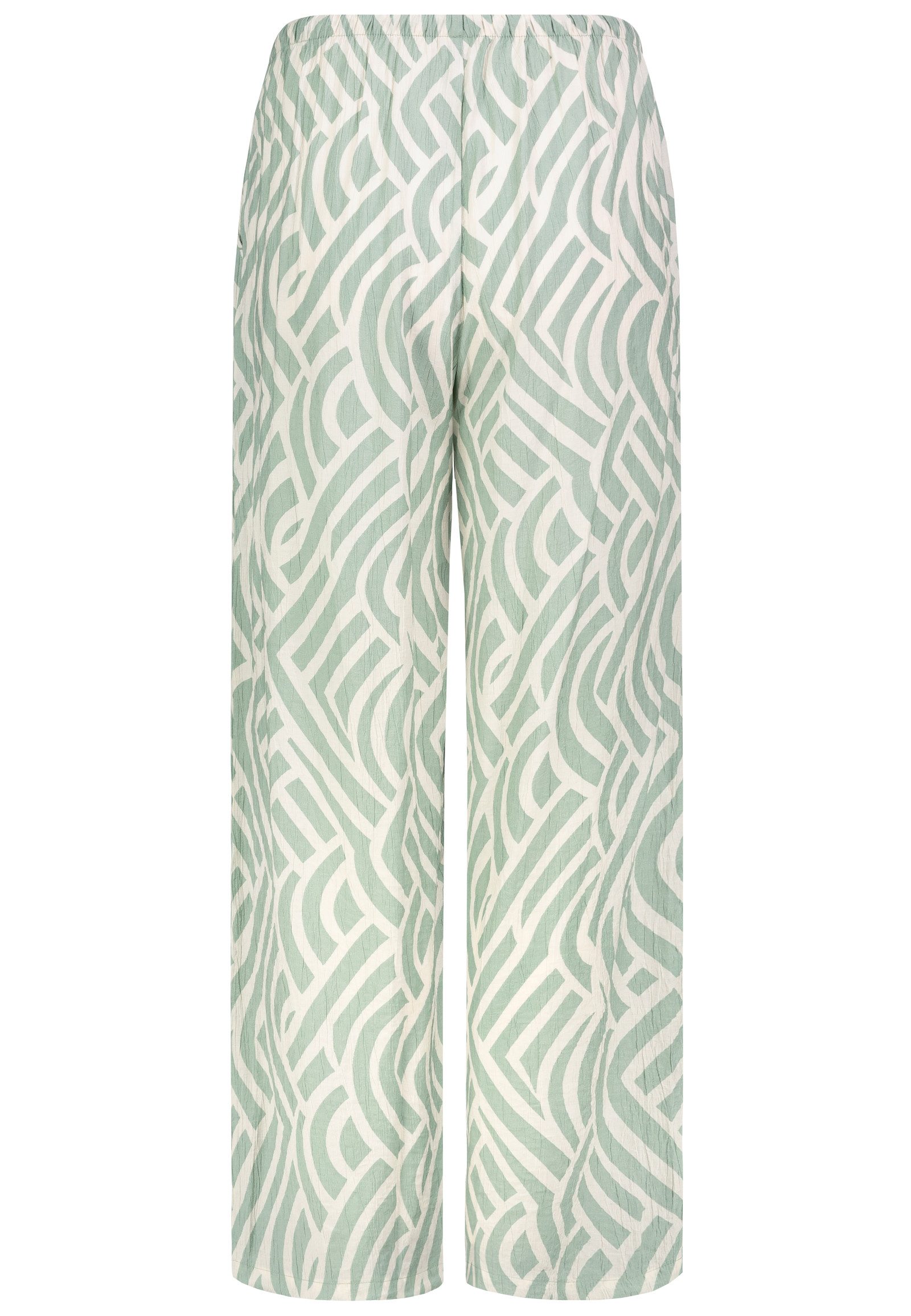 Eight2Nine Stoffhose Damen Sommerhose mit weitem Bein Allover Print, Gummibund mit Kordel & Perle