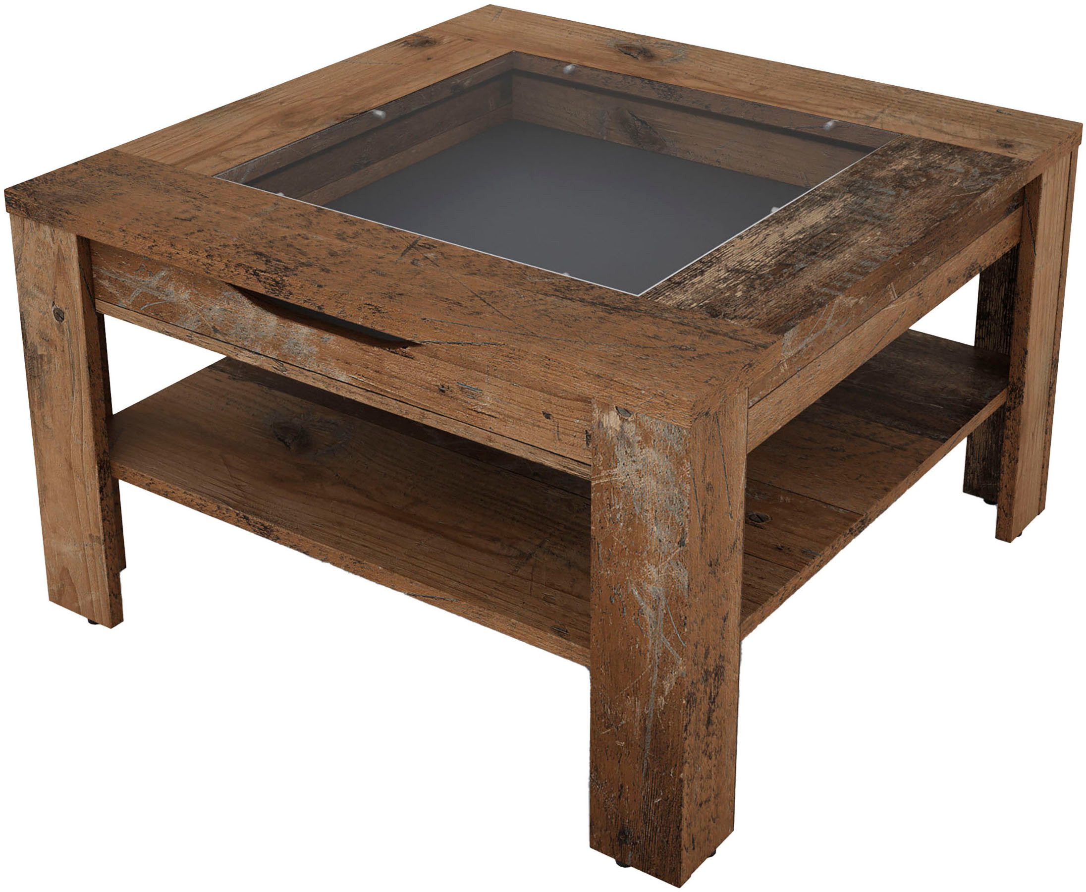 byLIVING Couchtisch RALPH, Artisan Eiche, Old Wood oder weiß, 1 Schubkasten, Glaseinlageplatte