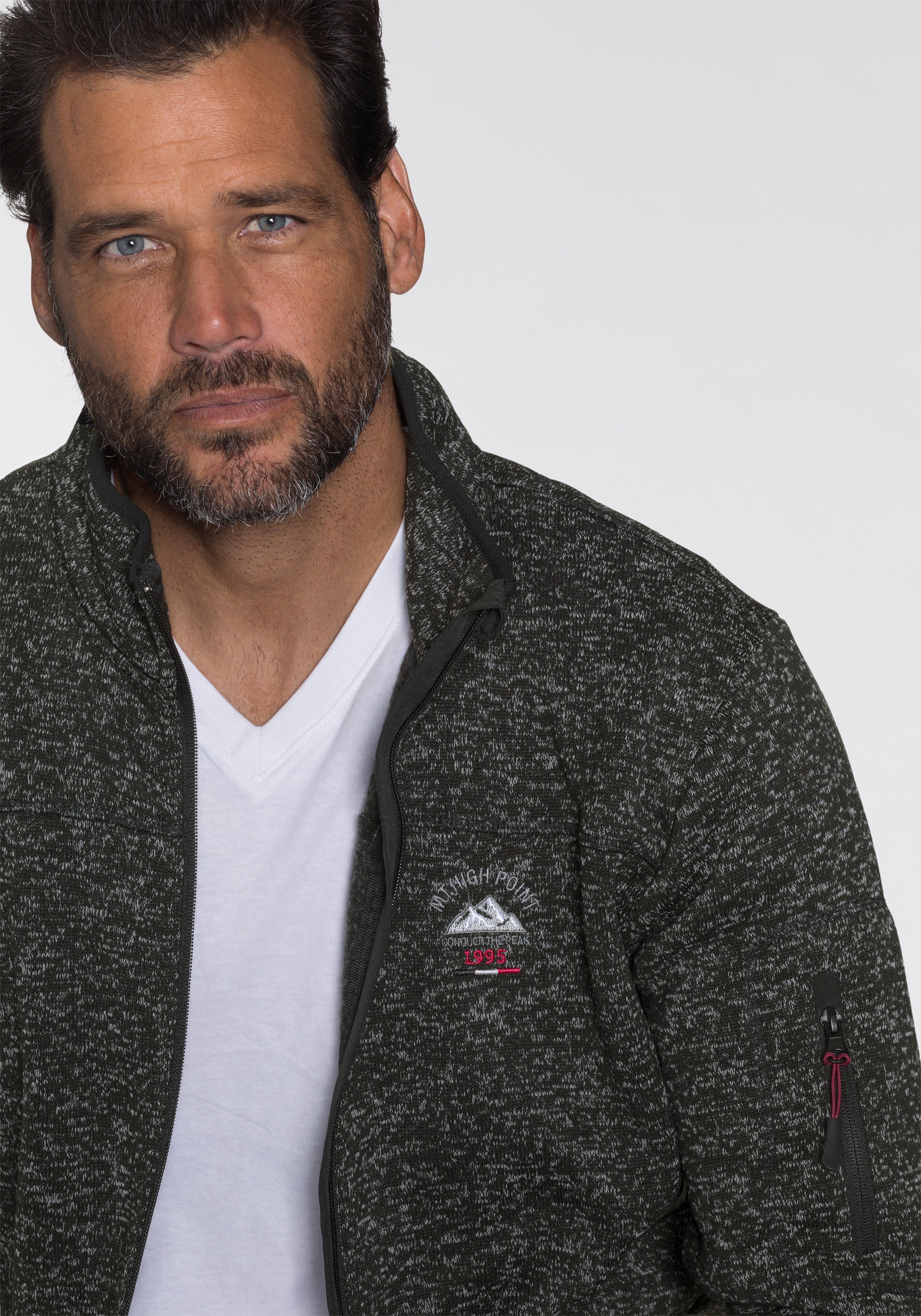 Man's World Strickfleecejacke (1-St) mit durchgehendem Reißverschluss, normale Passform