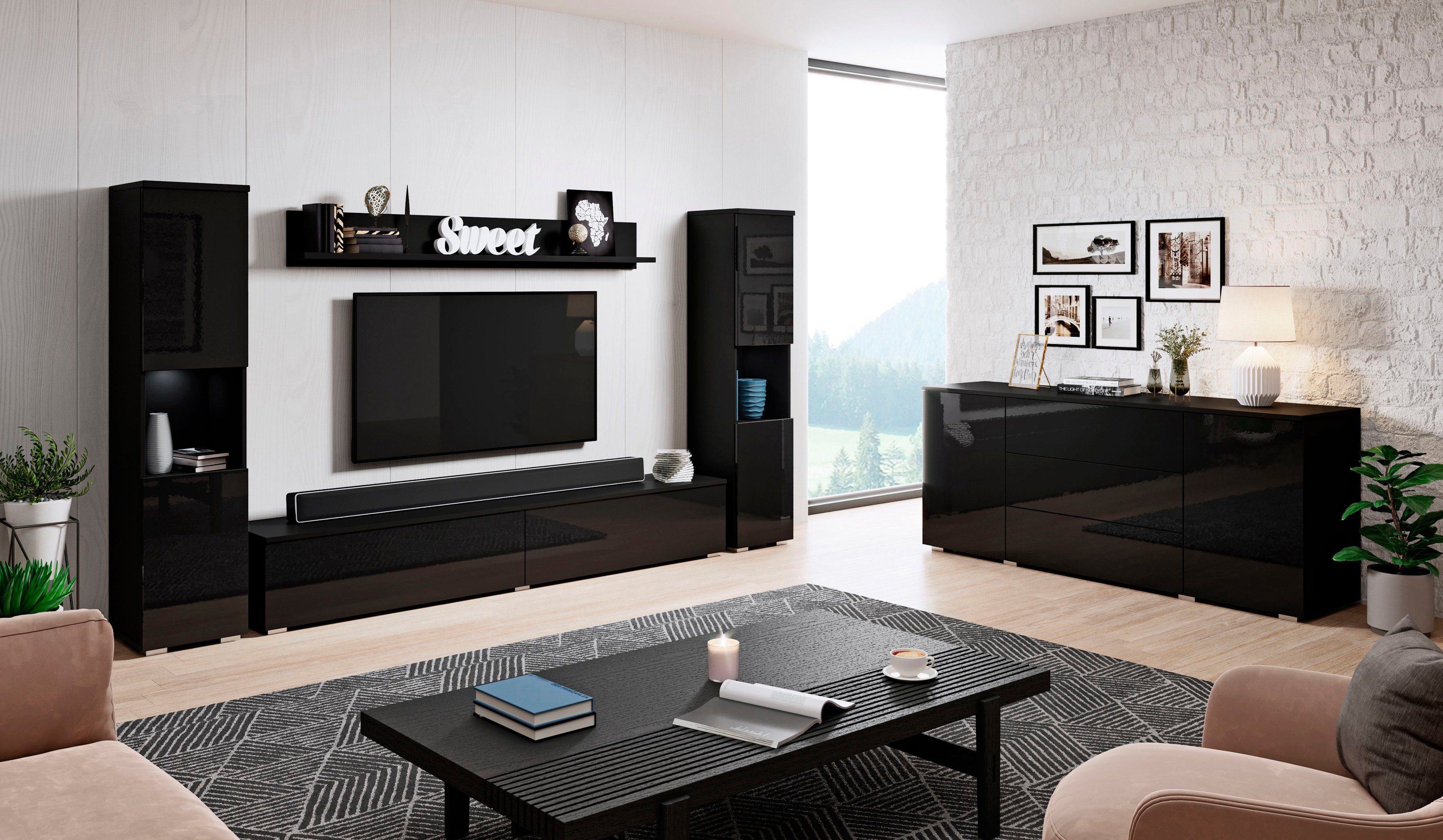 INOSIGN Wohnwand PARIS, Vitrine Türanschlag links/rechts günstig online kaufen