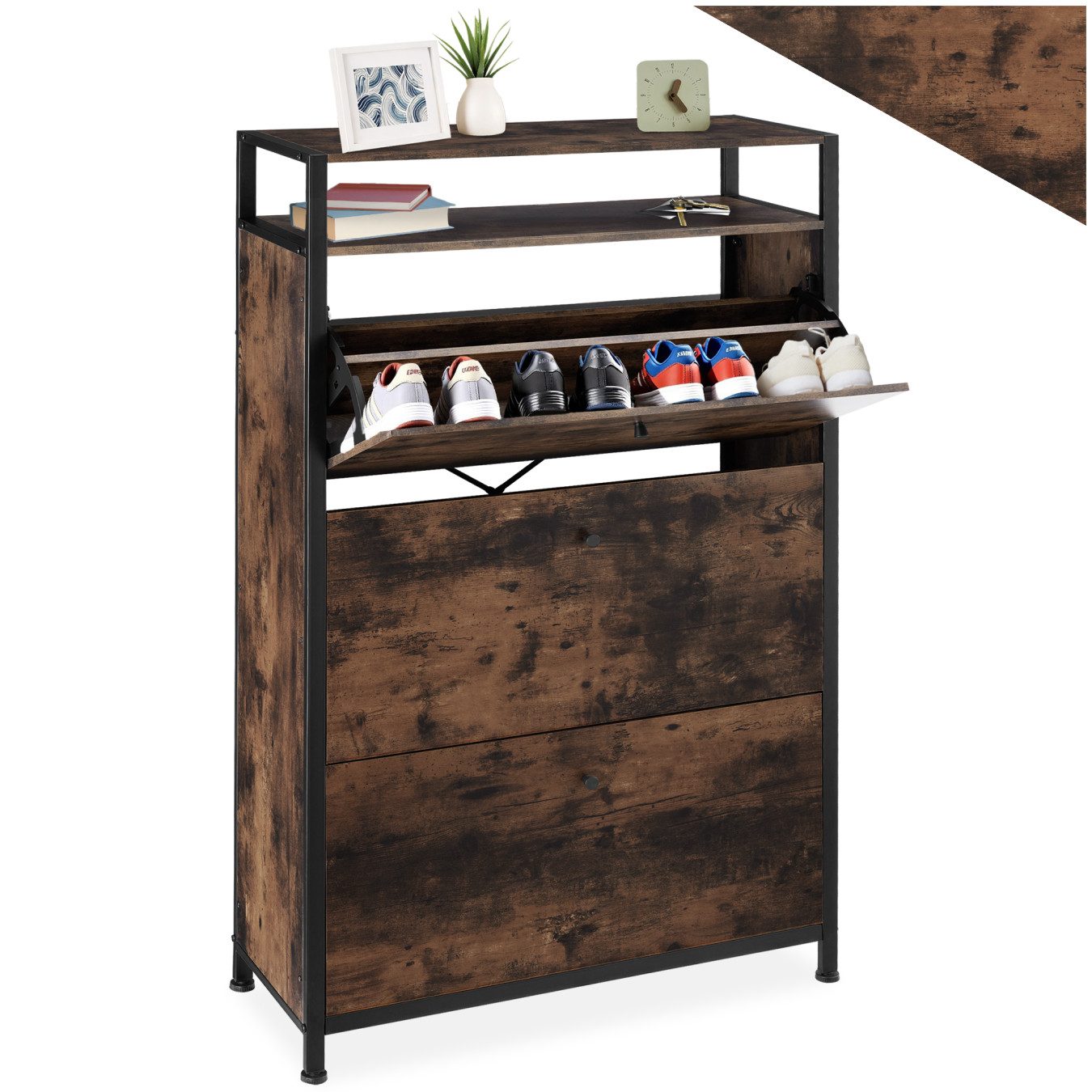 tectake Schuhschrank Buffalo (Komplettset, 1-St., inkl. Schlüssel) Industrial Style