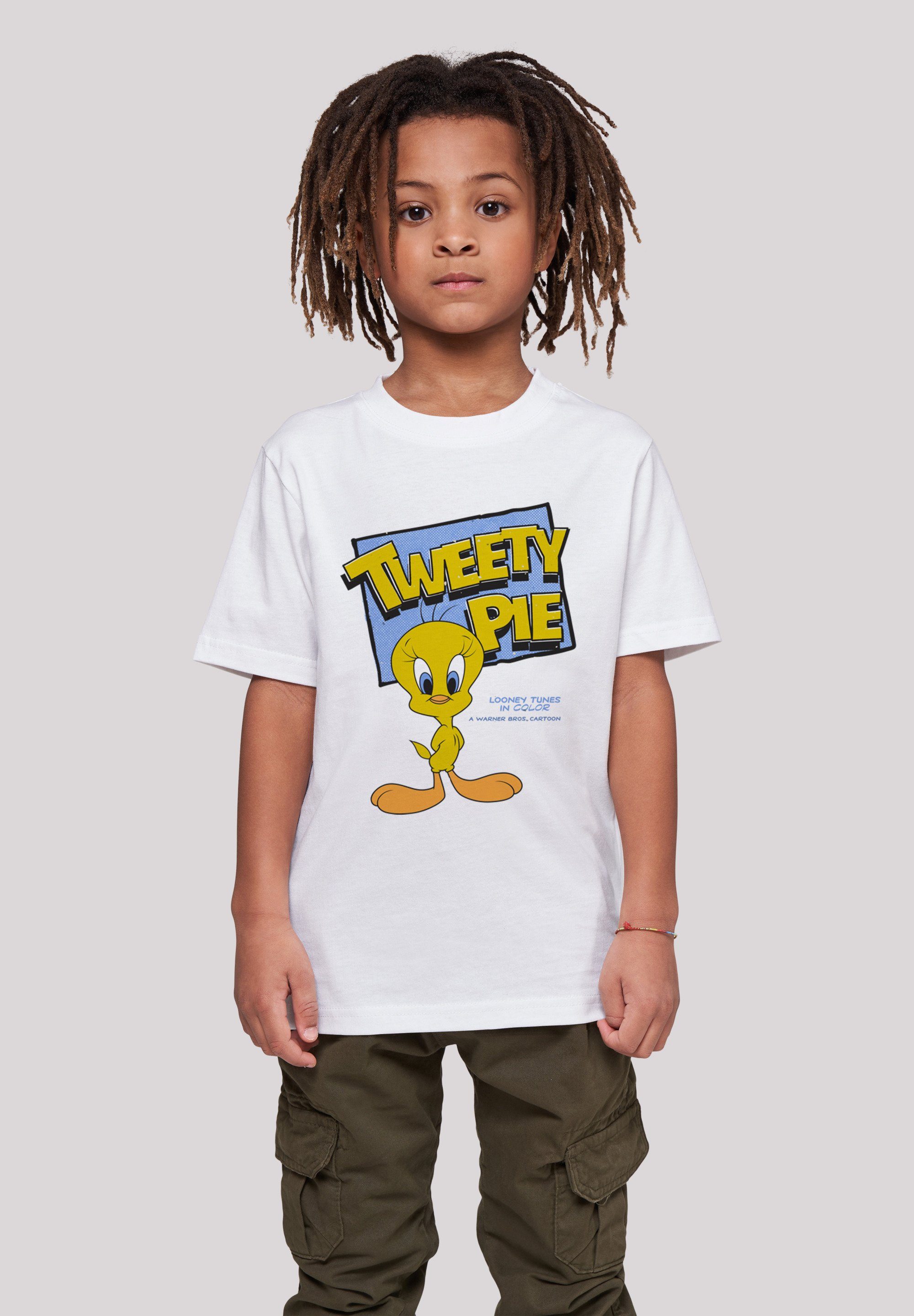 F4NT4STIC T-Shirt Looney Tunes Classic Tweety Pie Unisex Kinder,Premium Merch,Jungen,Mädchen,Bedruckt weiß