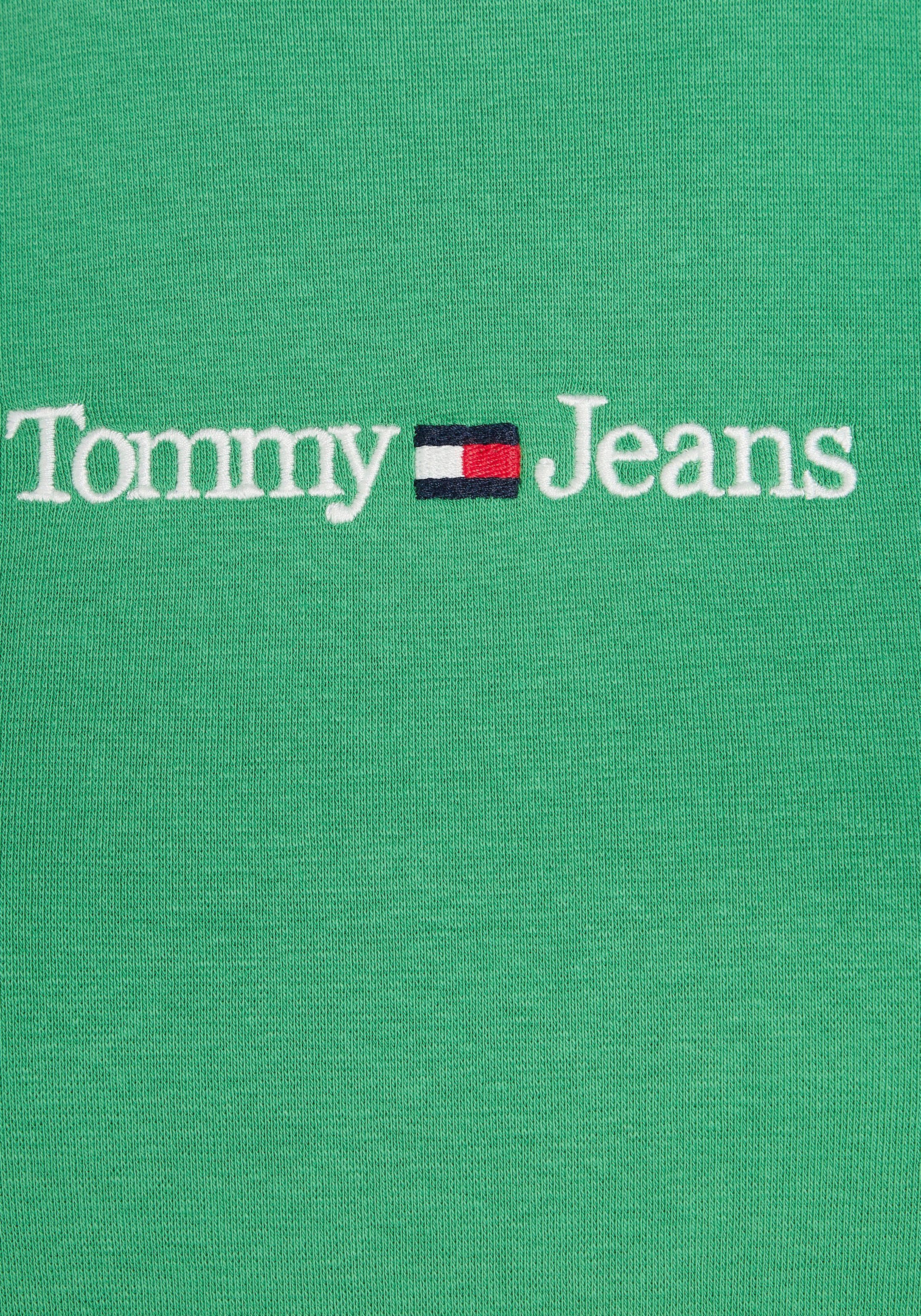 Tommy Jeans Coastal dezenten Kurzarmshirt LINEAR Stickereien SS mit Jeans TJW BABY SERIF Green Tommy