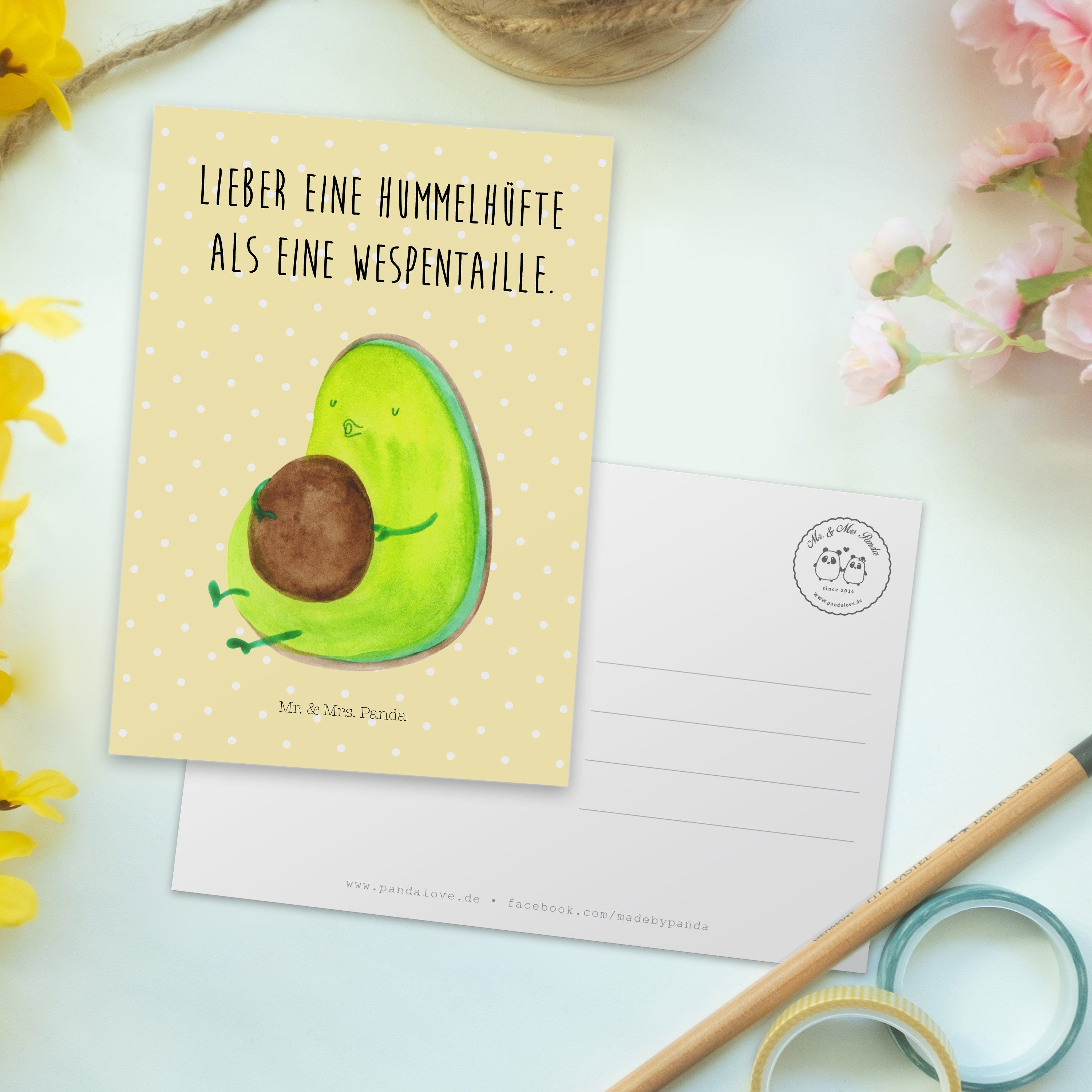 Mrs. Mr. sein Einladungskarte, Geschenk, & - Pastell dick Postkarte Panda - pfeift Gelb Avocado