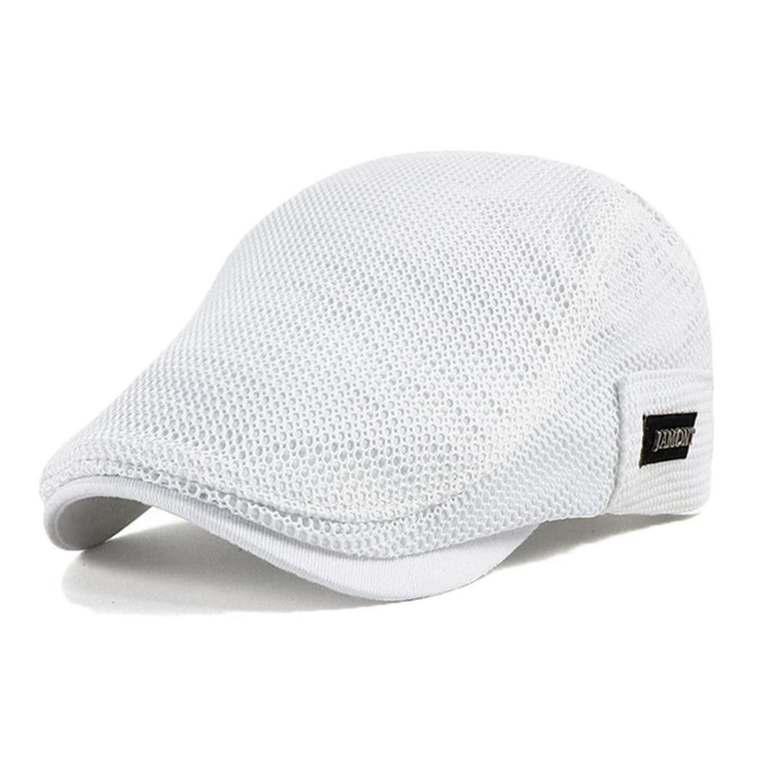 LuxusKollektion Schiebermütze Sonnenhut Barett Schiebermütze Herren Damen Mesh Einheitsgröße 3 Weiß
