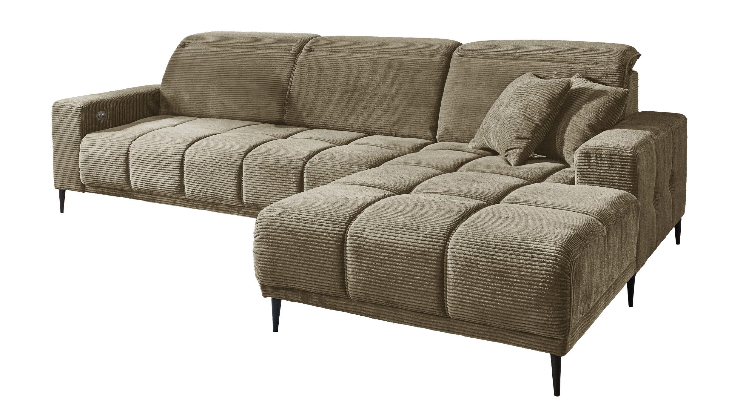Massivart® Ecksofa Cord 286 cm / Cordsofa / elektrische Sitztiefenverstellu günstig online kaufen