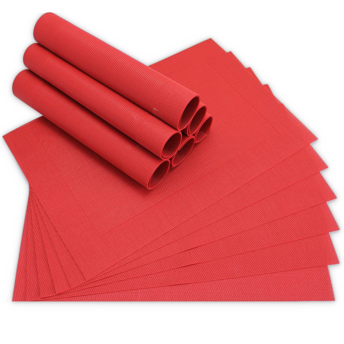 matches21 HOME & HOBBY Platzset Tischsets BORDA 12er Set Rot als Tischuntersetzer, (12-St), Abwaschbare Platzsets als Tischunterlagen für Ess-Tisch Tisch-Deko