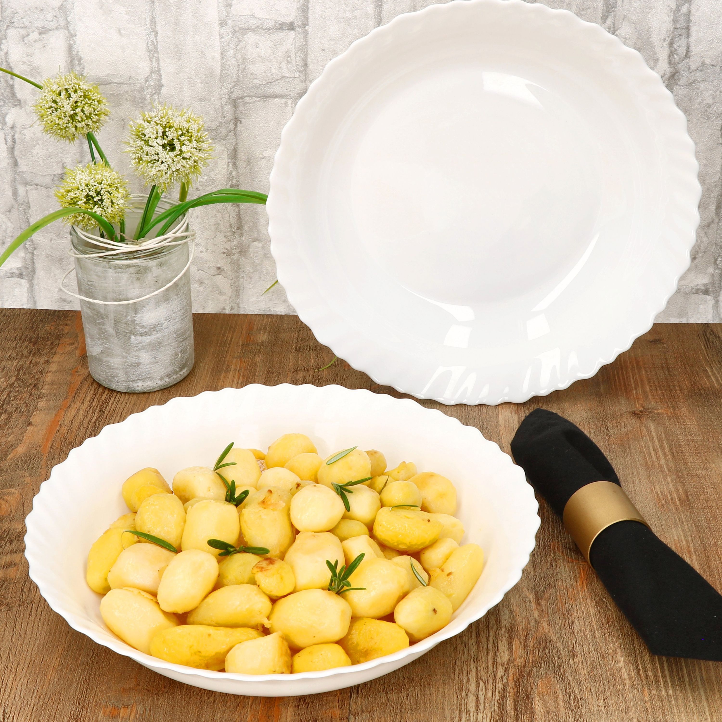 MamboCat Rührschüssel 2x Servierschale Arkona Ø28cm Opalglas weiß Salat-Schüssel, Glas – Bild 5 von 5