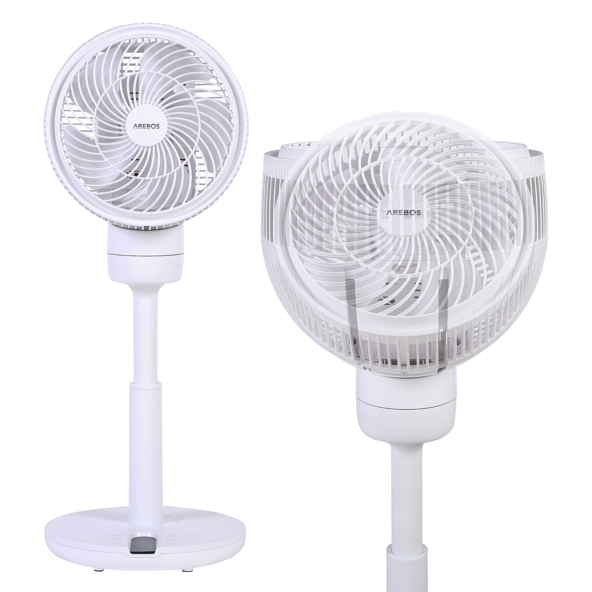 55W, Infrarot-Fernbedienung Ventilator, 3D Ø Arebos Oszillation, Bodenventilator 23cm,