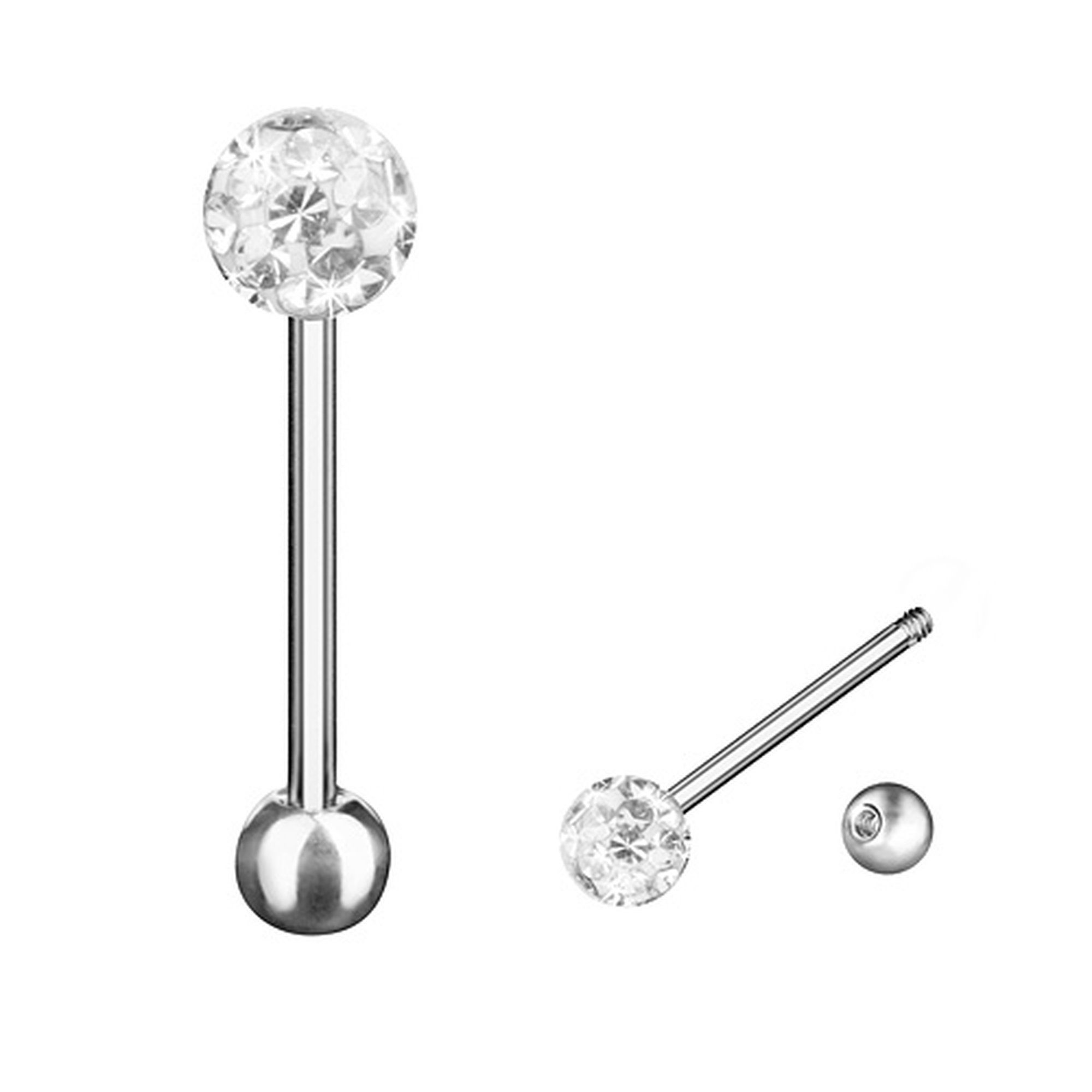 Taffstyle Piercing-Set Zungenpiercing Barbell Stab mit Ferido Kristall Kuge günstig online kaufen