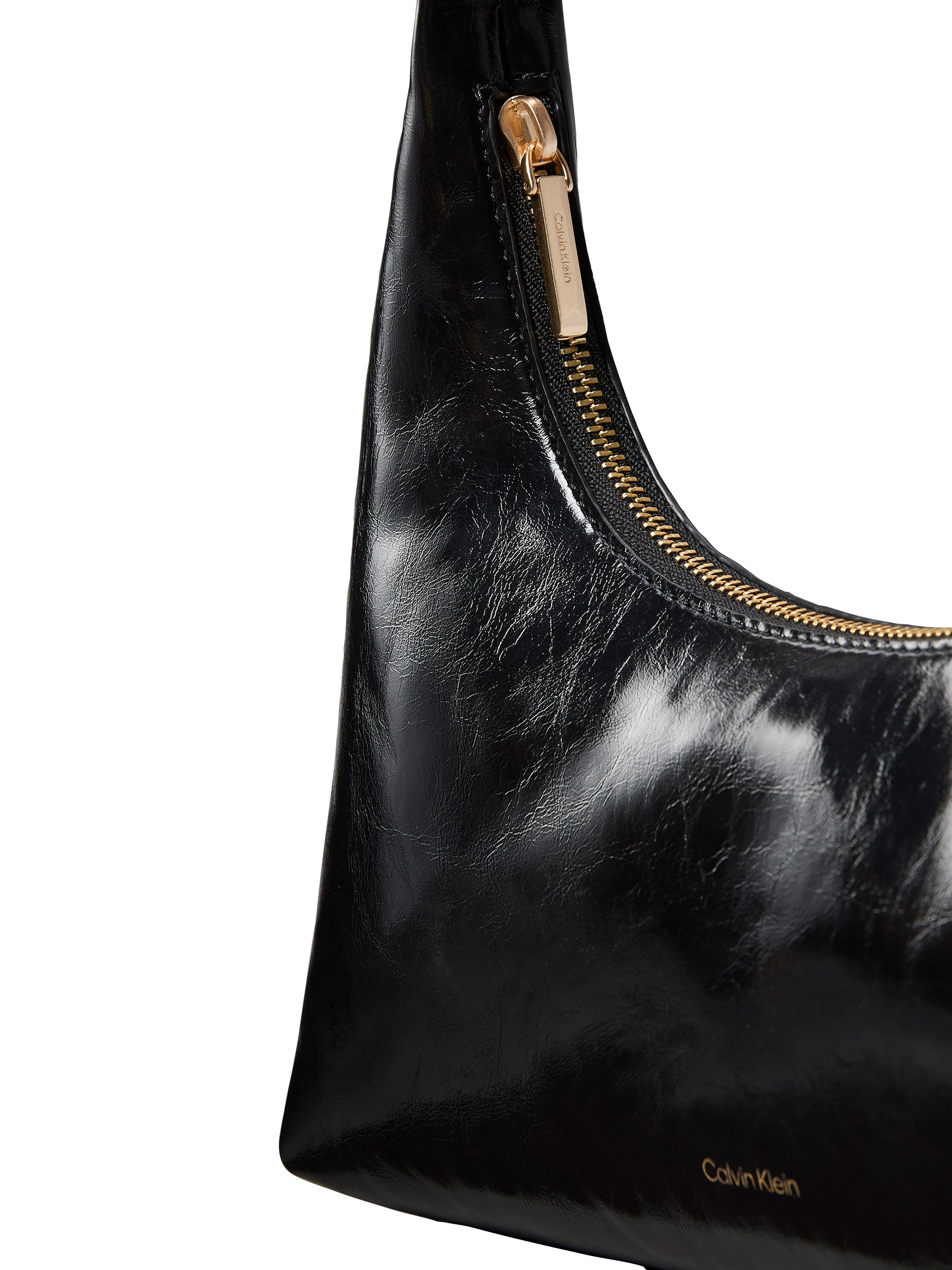 Calvin Klein Schultertasche FOIL LOGO GLOSSY CONV SHOULDER B, Damen Handtasche, Umängetasche mit Reißverschluss