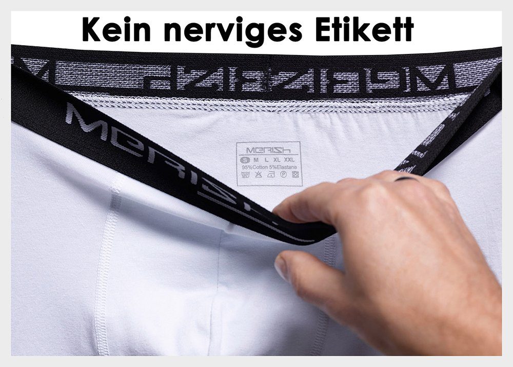 MERISH Boxershorts Herren Unterhosen 213h-schwarz/weiß (Vorteilspack, Premium Baumwolle Pack) Passform perfekte 7XL - S Männer Qualität 12er