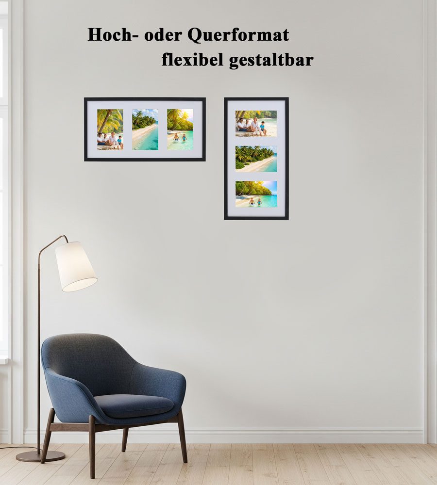 IDEAL TREND Bilderrahmen Multiframe Collage Bilderrahmen Holz Fotos Massivh günstig online kaufen