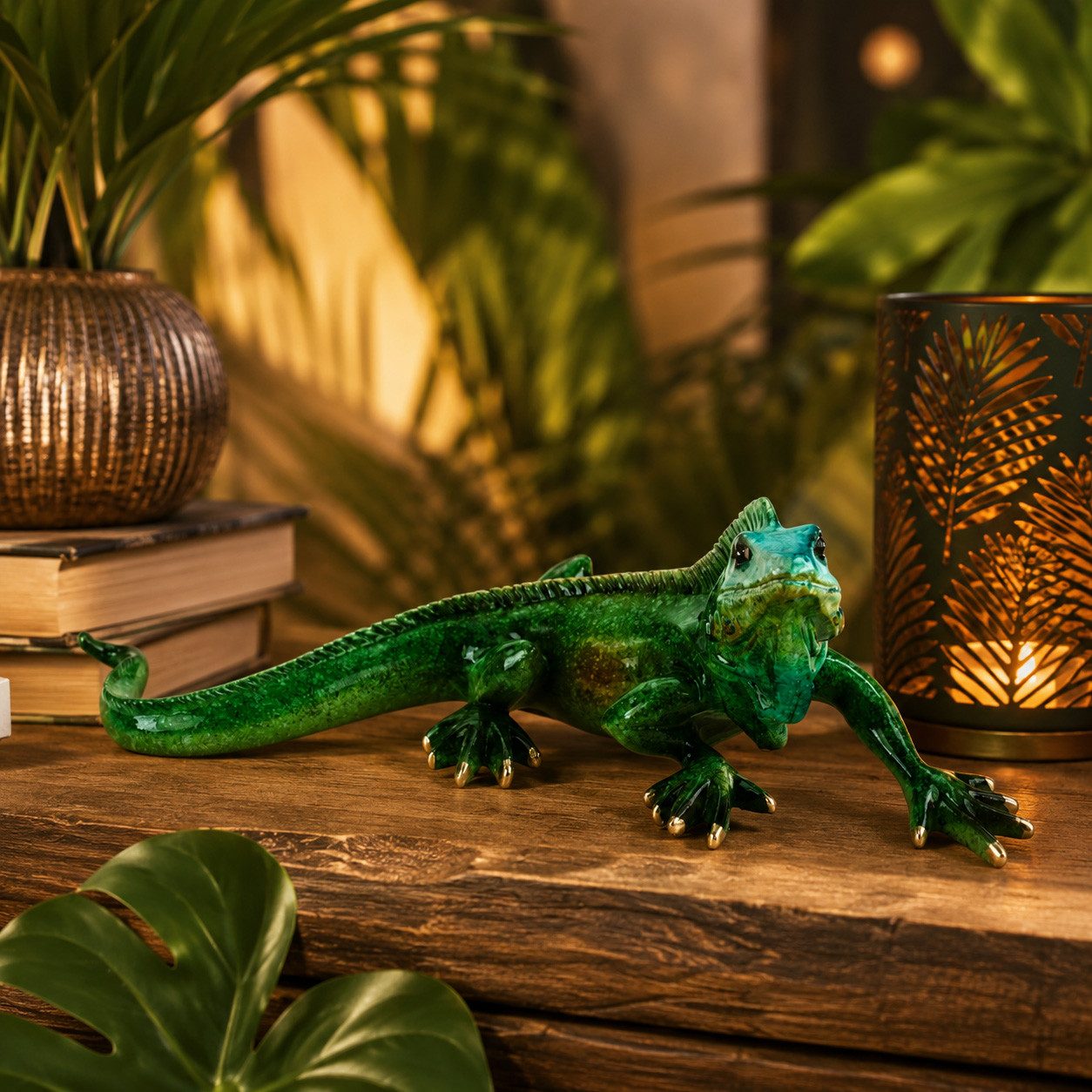formano Sammelfigur Leguan Dekofigur Echse Figur 24 cm Kunststein Skulptur gläzend