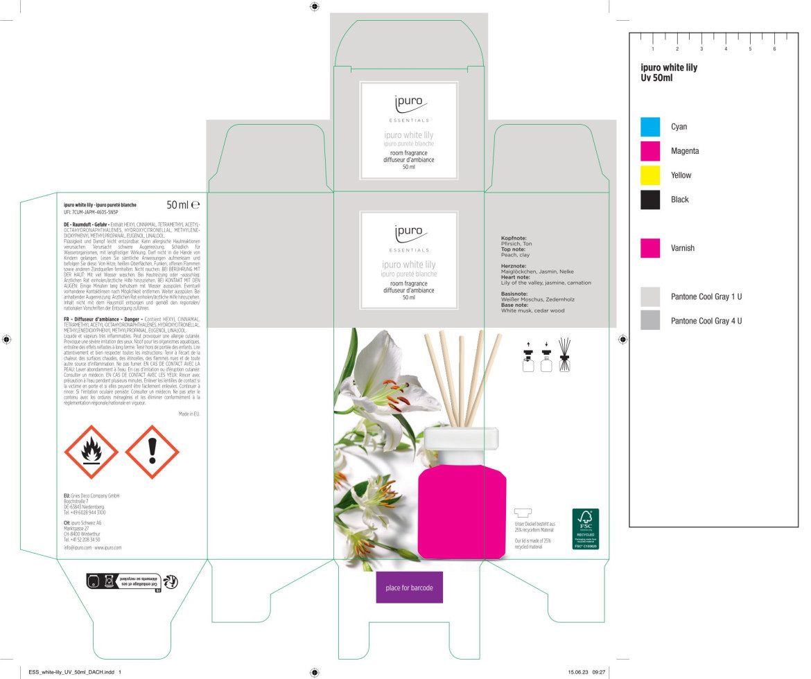 IPURO Duftstäbchen ipuro Raumduft Essentials White Lily 50 ml