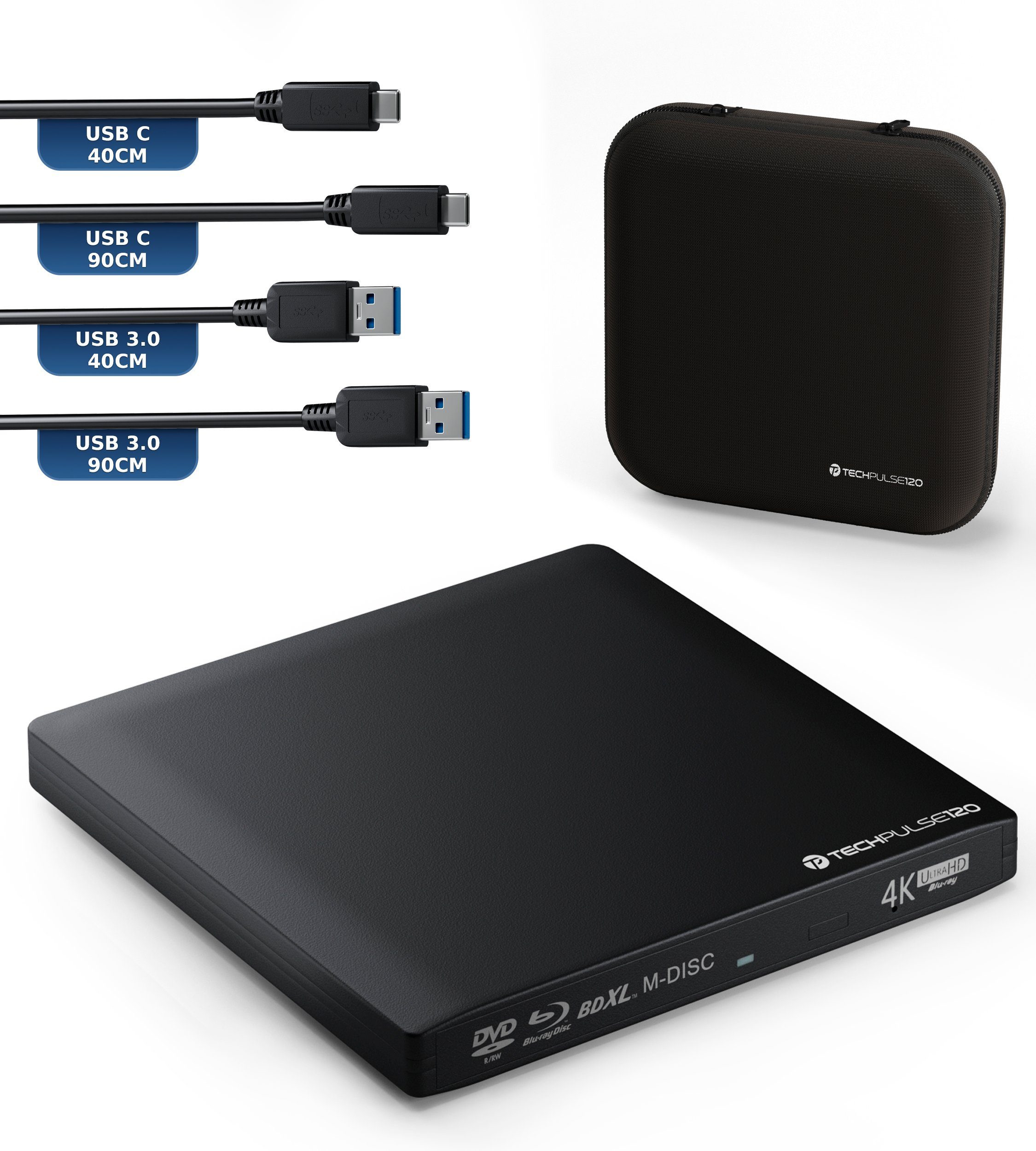 Externes USB 3.1 Blu-ray DVD CD USB-C UHD 4k 3D M-DISC 100GB Laufwerk Blu-ray-Brenner