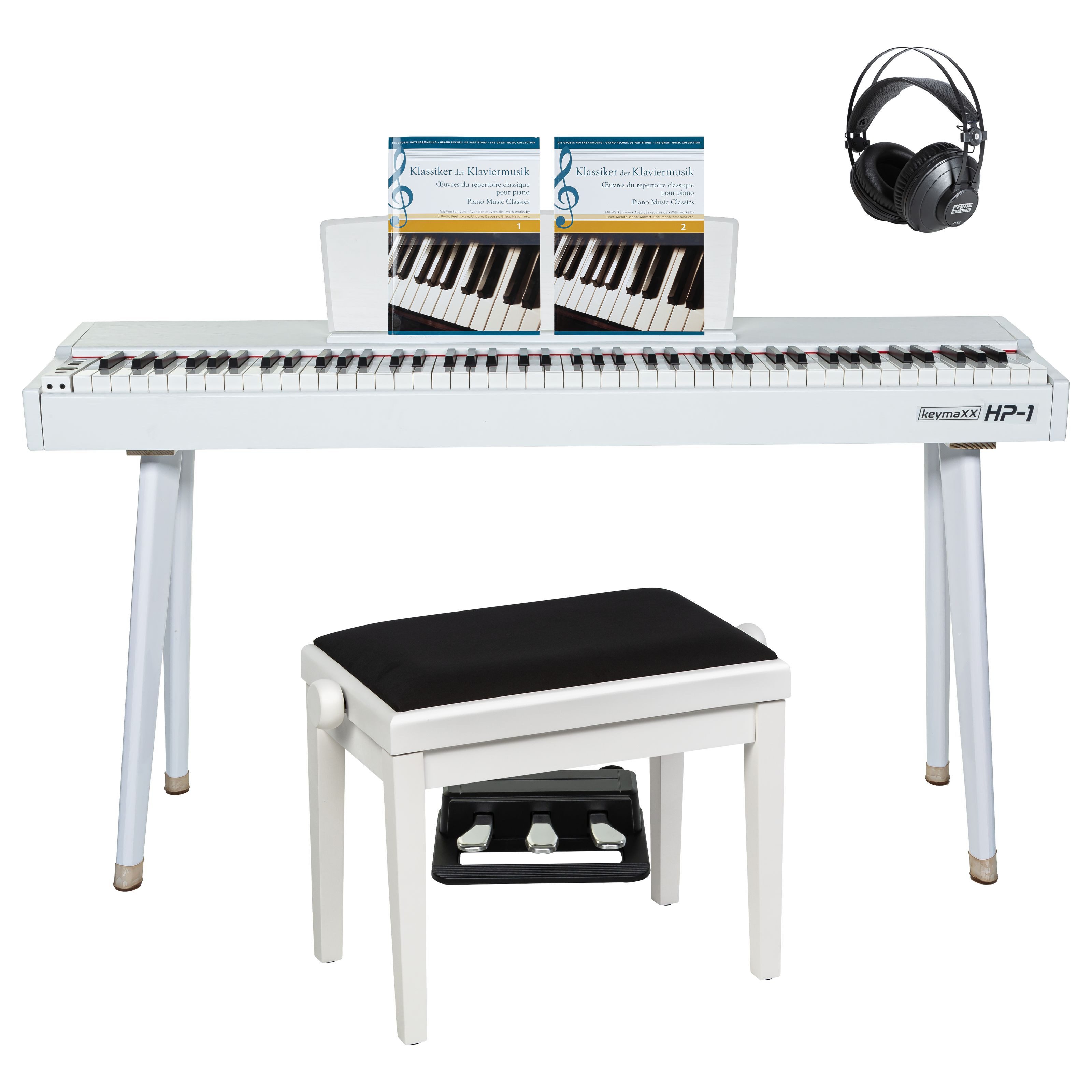 keymaXX Digitalpiano (Digitalpianos, Digitalpiano-Sets), HP-1 WH Complete-Set - E-Piano Set