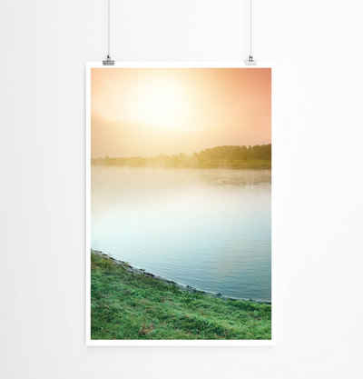 Sinus Art Poster 60x90cm Landschaftsfotografie Poster Sonnenaufgang im Nebel