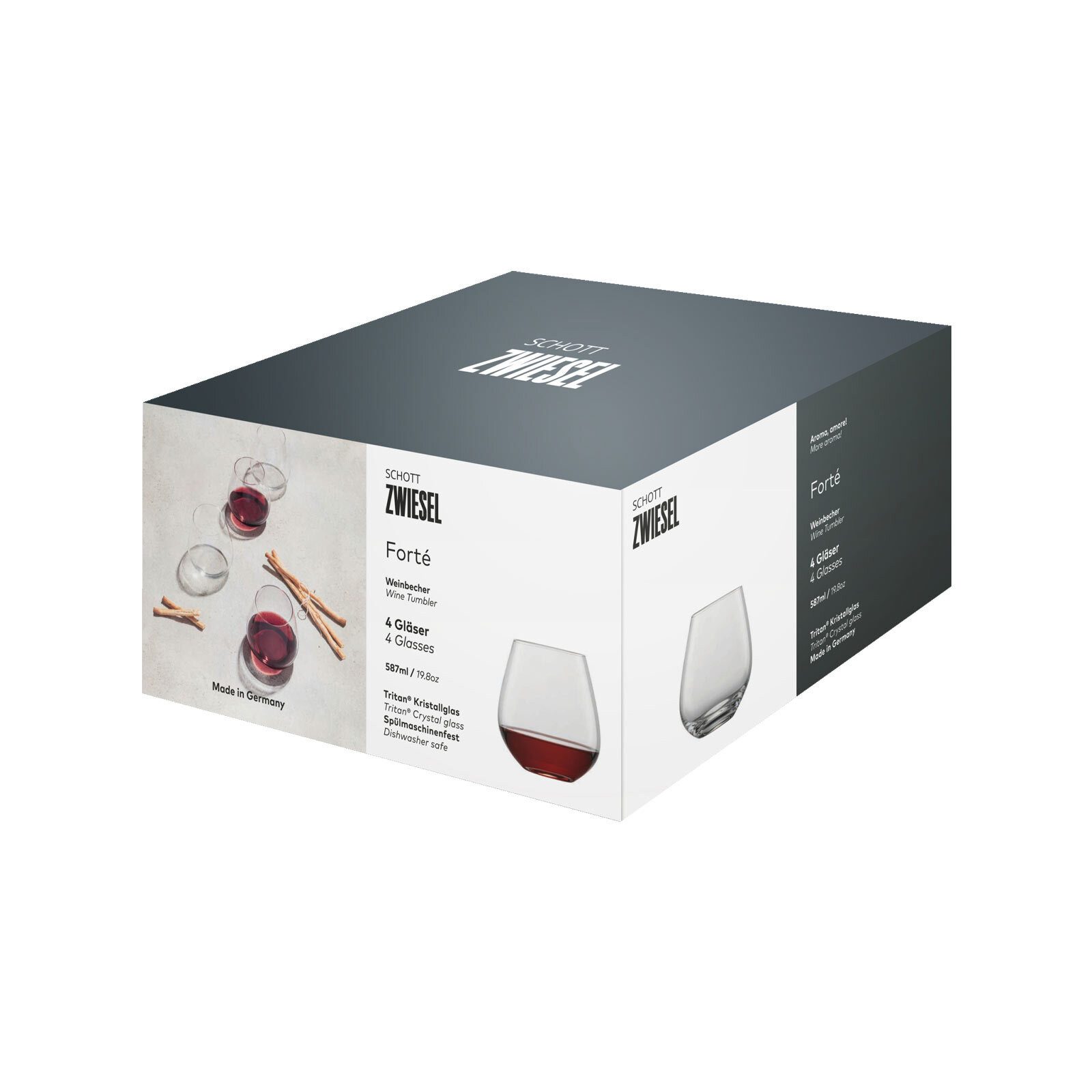 SCHOTT ZWIESEL Weinglas Forté Weinbecher 587 ml 4er Set, 4-tlg., Glas