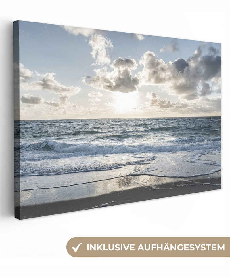 OneMillionCanvasses® Leinwandbild Meer - Wolken - Deutschland, (1 St), Wandbild Leinwandbilder, Aufhängefertig, Wanddeko, 30x20 cm