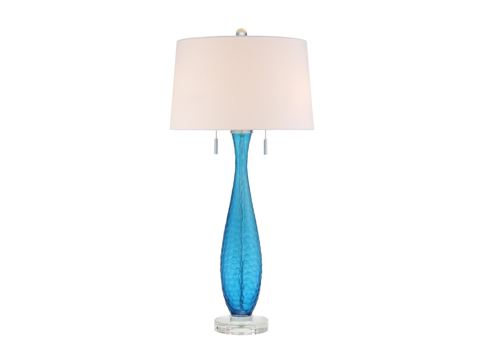 QUOIZEL LED Tischleuchte, Dimmfunktion, LED wechselbar, warmweiß, Groß-e besondere Jugendstil mit Glas-fuß Stoff Lampenschirm, Höhe 85cm